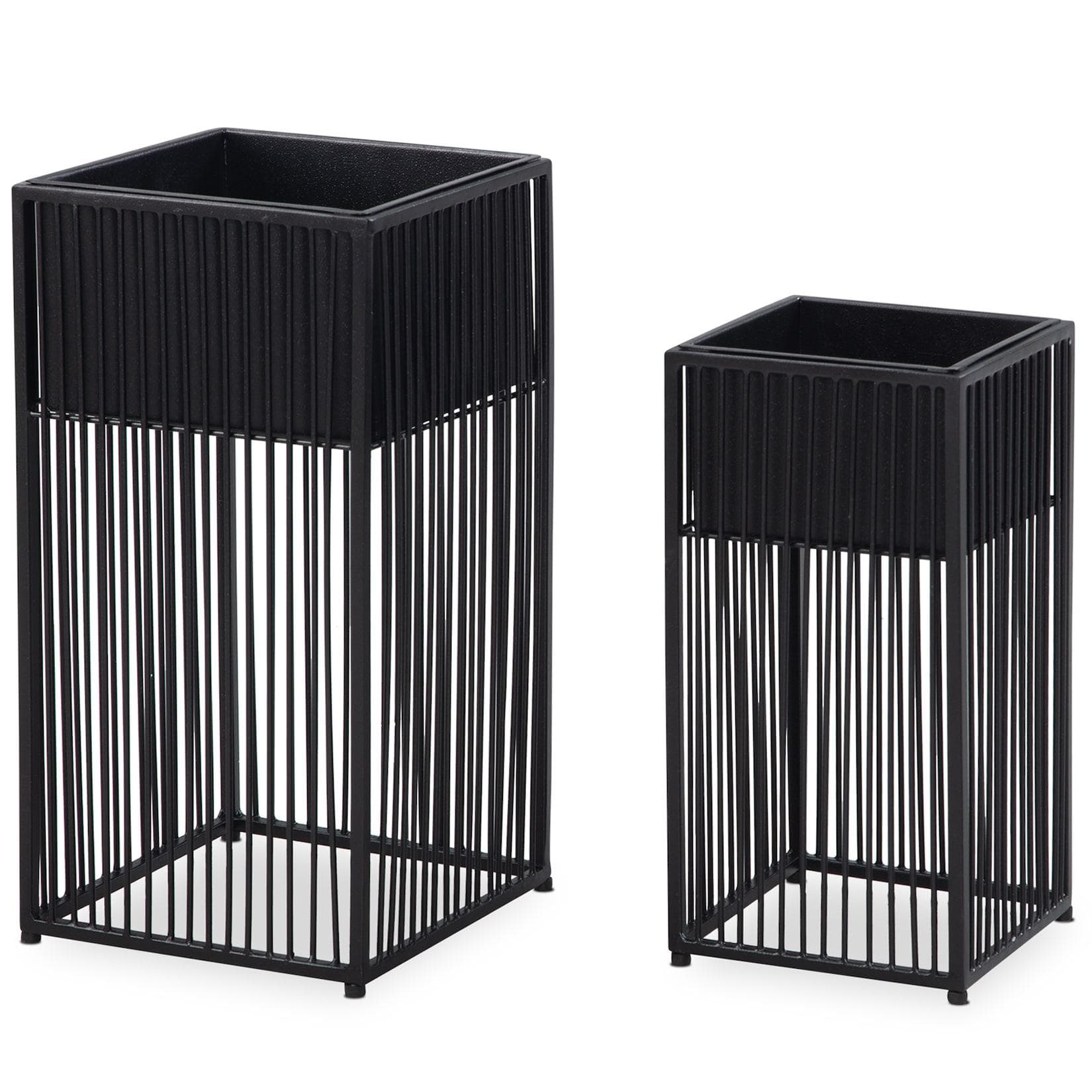 KADIMA DESIGN Blumentopf 2er Set Metall Schwarz Quadratisch