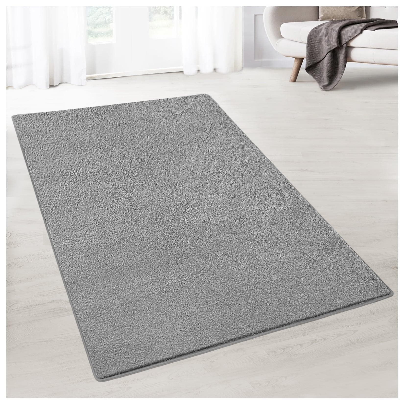 karathomeliving Teppich-Läufer auf Maß Dynasty Velours Silbergrau