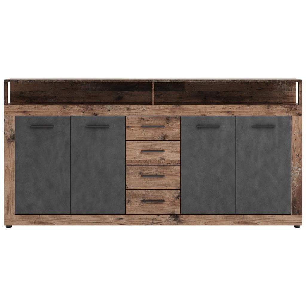 Sideboard aus Kunststoff und Alteiche in Anthrazit