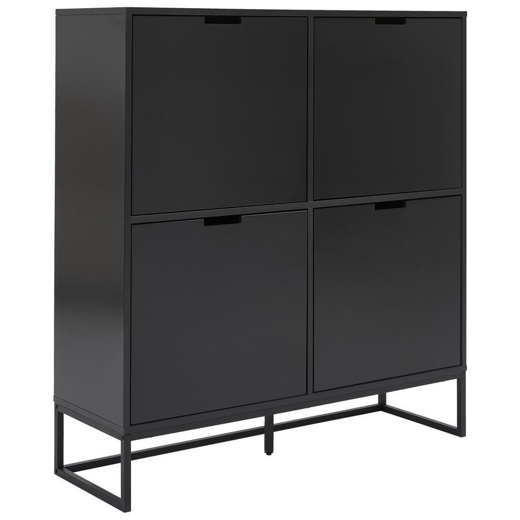Novel Highboard Anthrazit Schwarz Metall Holzwerkstoff 4 Fächer