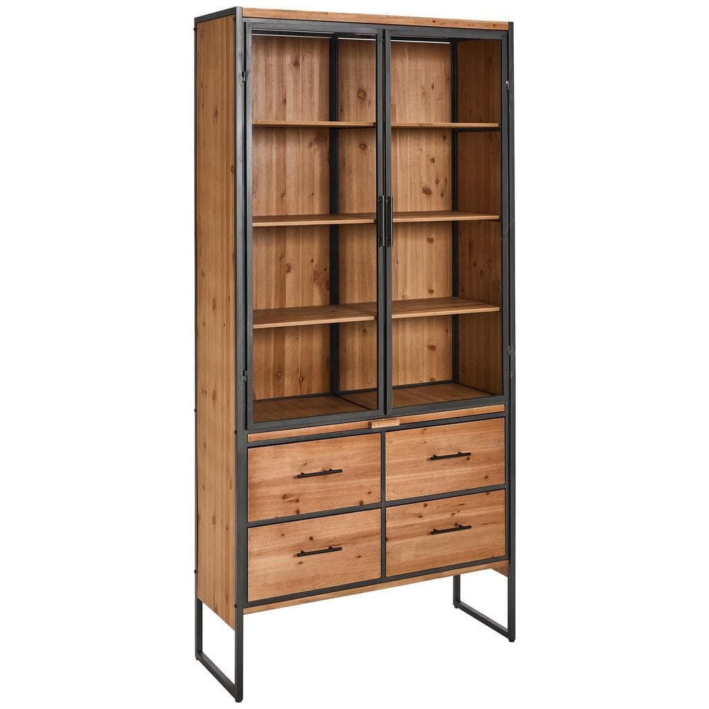 Livetastic Vitrine Massivholz Metall FSC Wohnzimmer