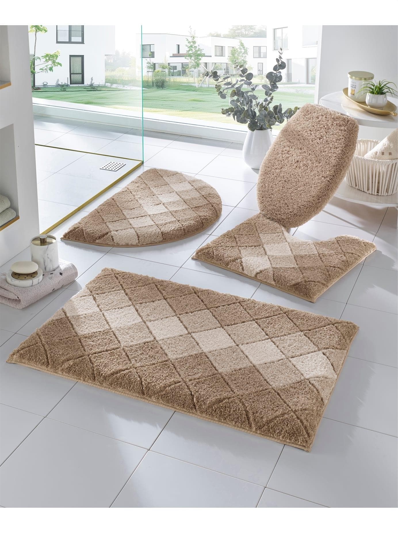 Hagemann Badematte Beige Gemustert Kariert