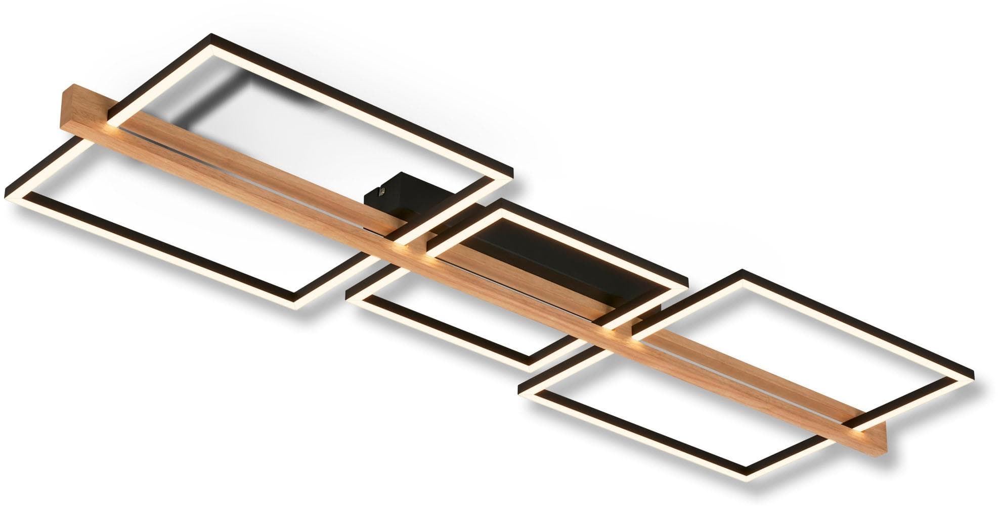 Briloner LED-Deckenleuchte Moldura 108x35 cm Holz Metall Schwarz