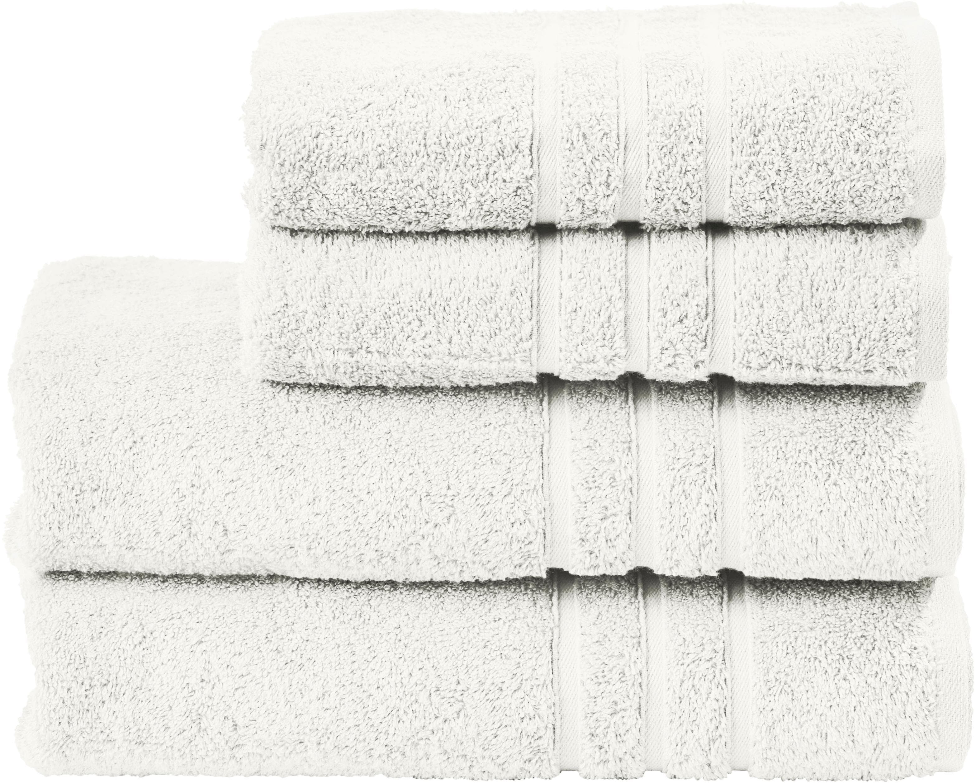 Handtuch Set aus Baumwolle und Walkfrottier in Wollweiß