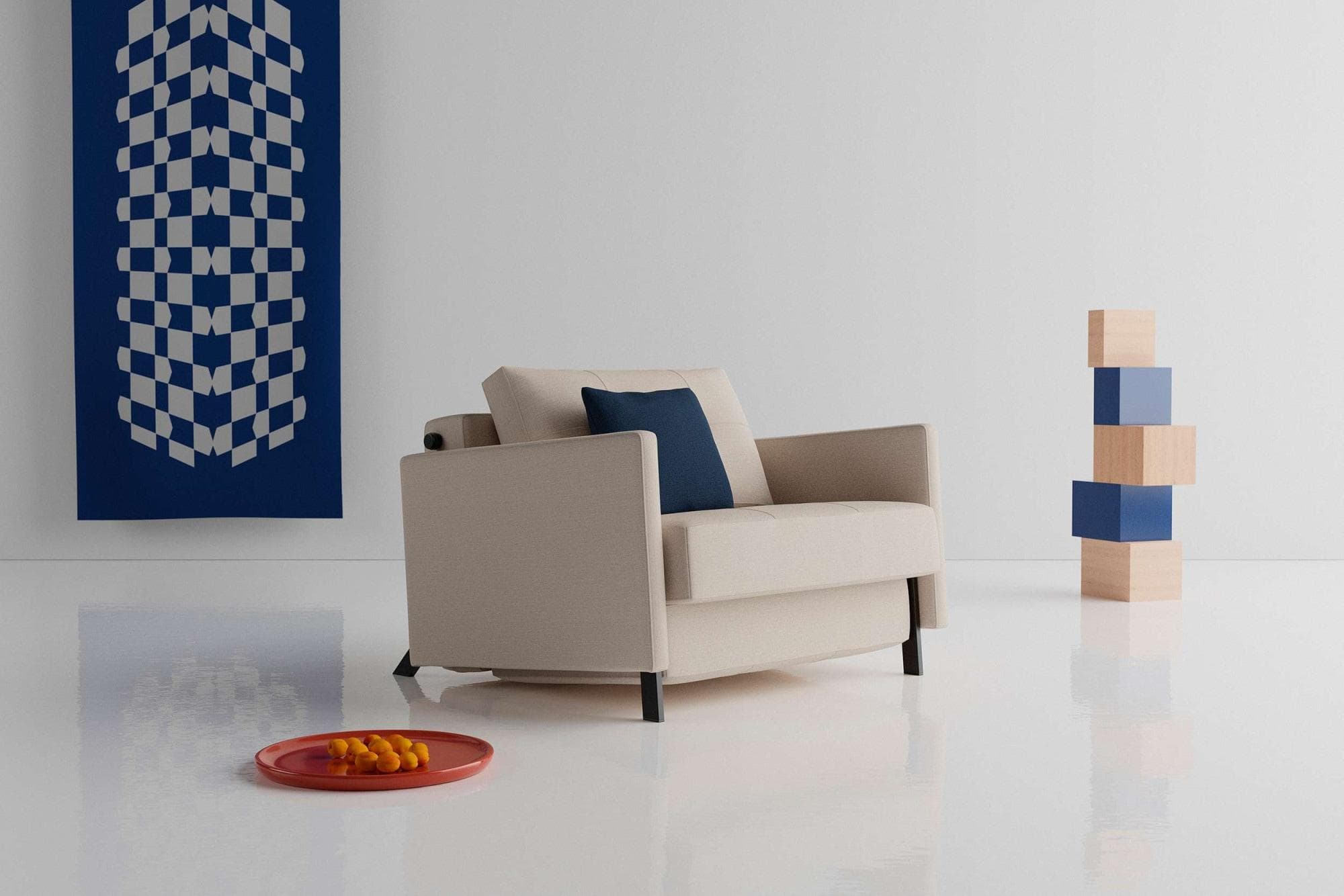 INNOVATION LIVING™ Sessel CUBED Schlafsessel Beige Platzsparend