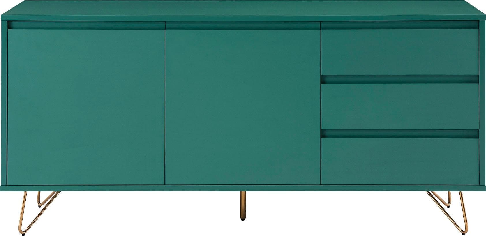 Salesfever Sideboard Bolton Grün Gold mit Haarnadelbeinen