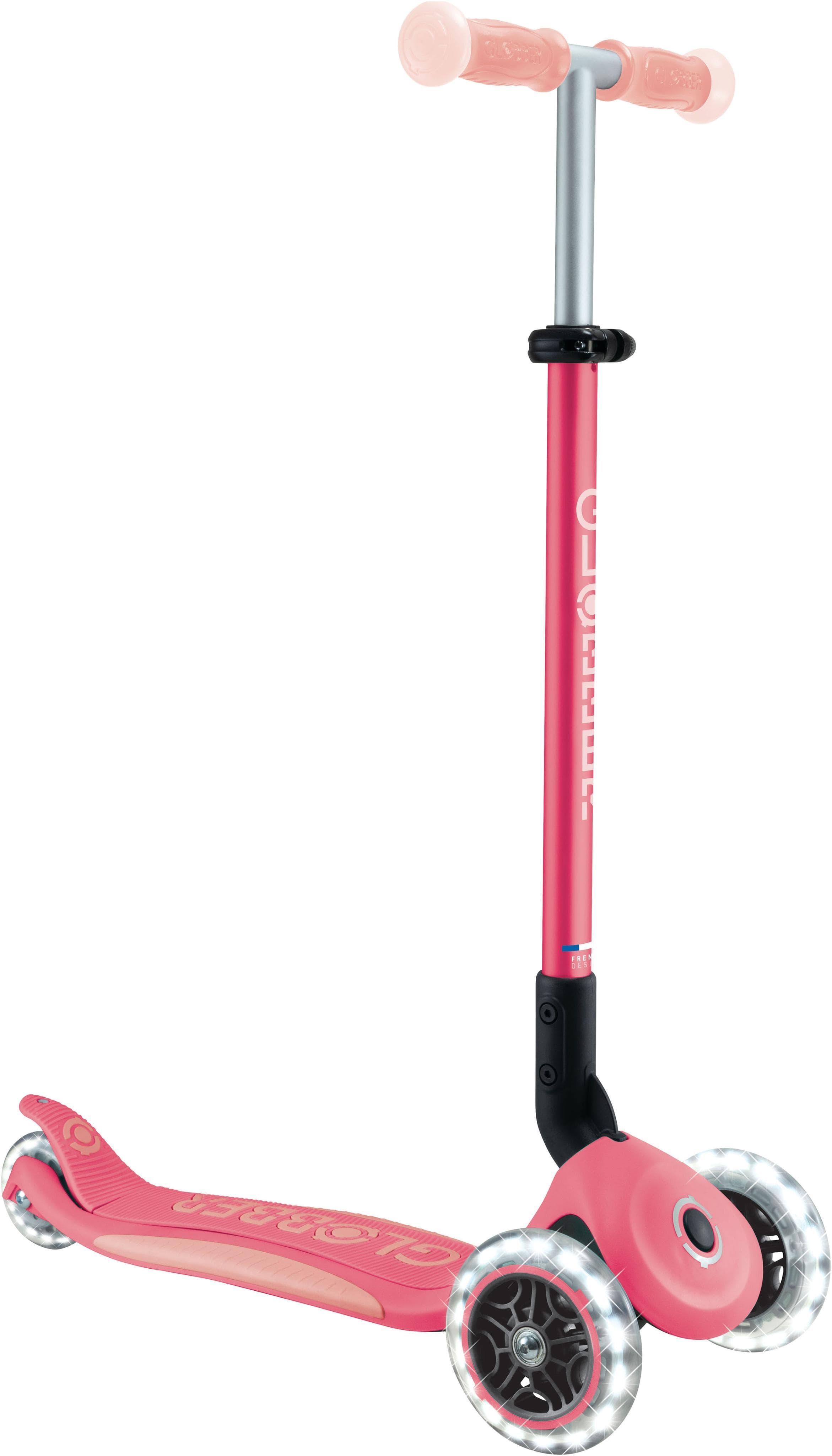 Globber Elite Glow Lights Tretroller rosa mit Leuchtrollen