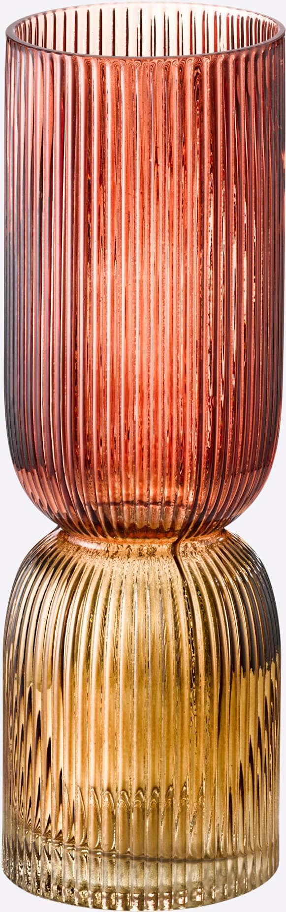 Tischvase Altrosé Taupe Rillen-Optik