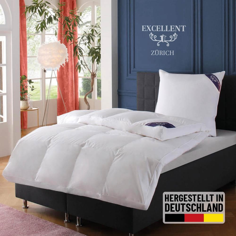 EXCELLENT Daunenbettdecke Zürich Weiß 100% Daunen Hohenstein Bestnote