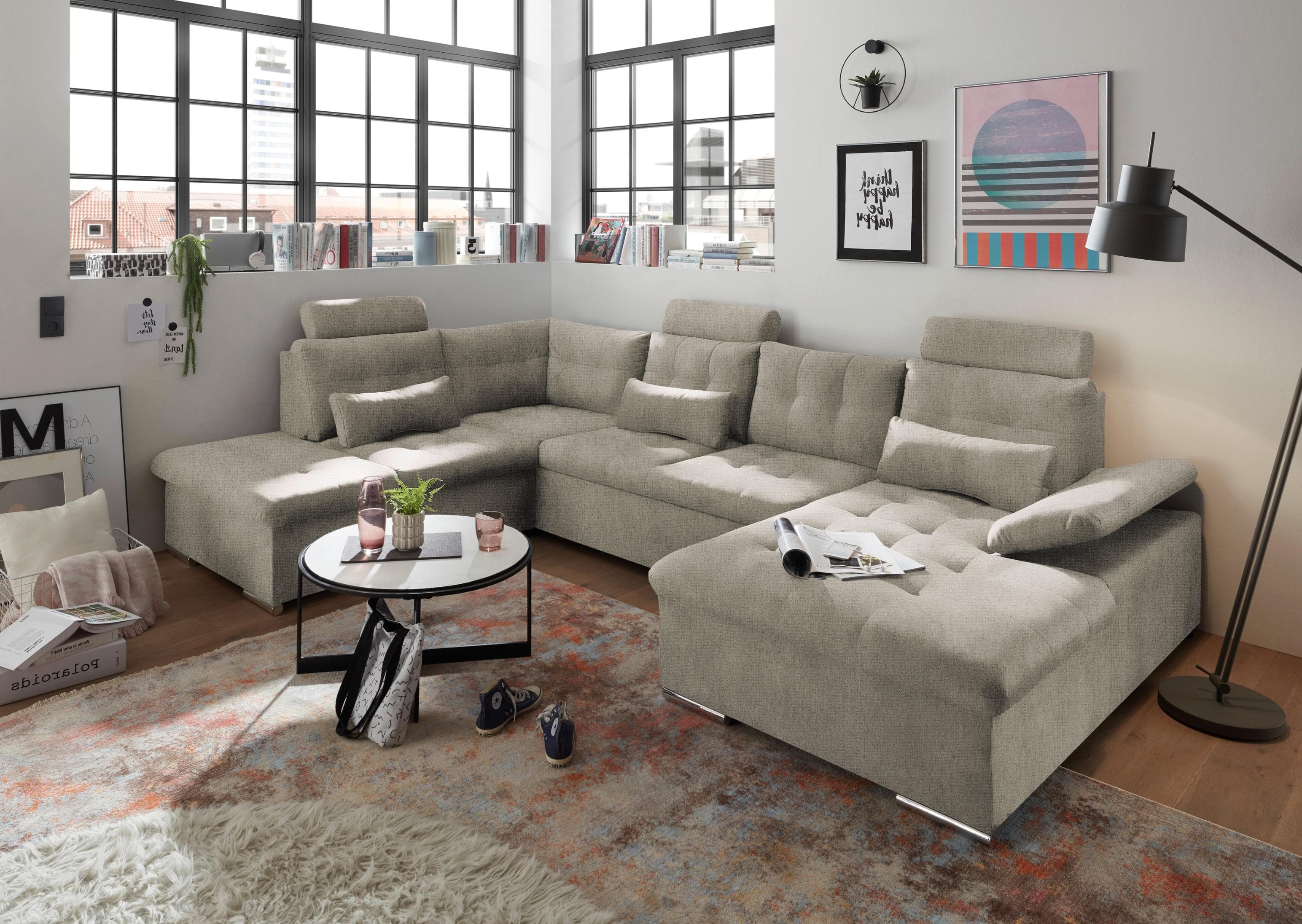 ED EXCITING DESIGN Jakarta U-Form Wohnlandschaft mit Bettfunktion