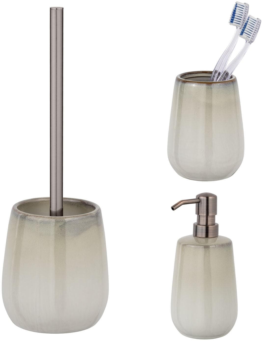 SCHÖNER WOHNEN-Kollektion Marano Badaccessoire-Set: Keramik, Beige, Effektglasur