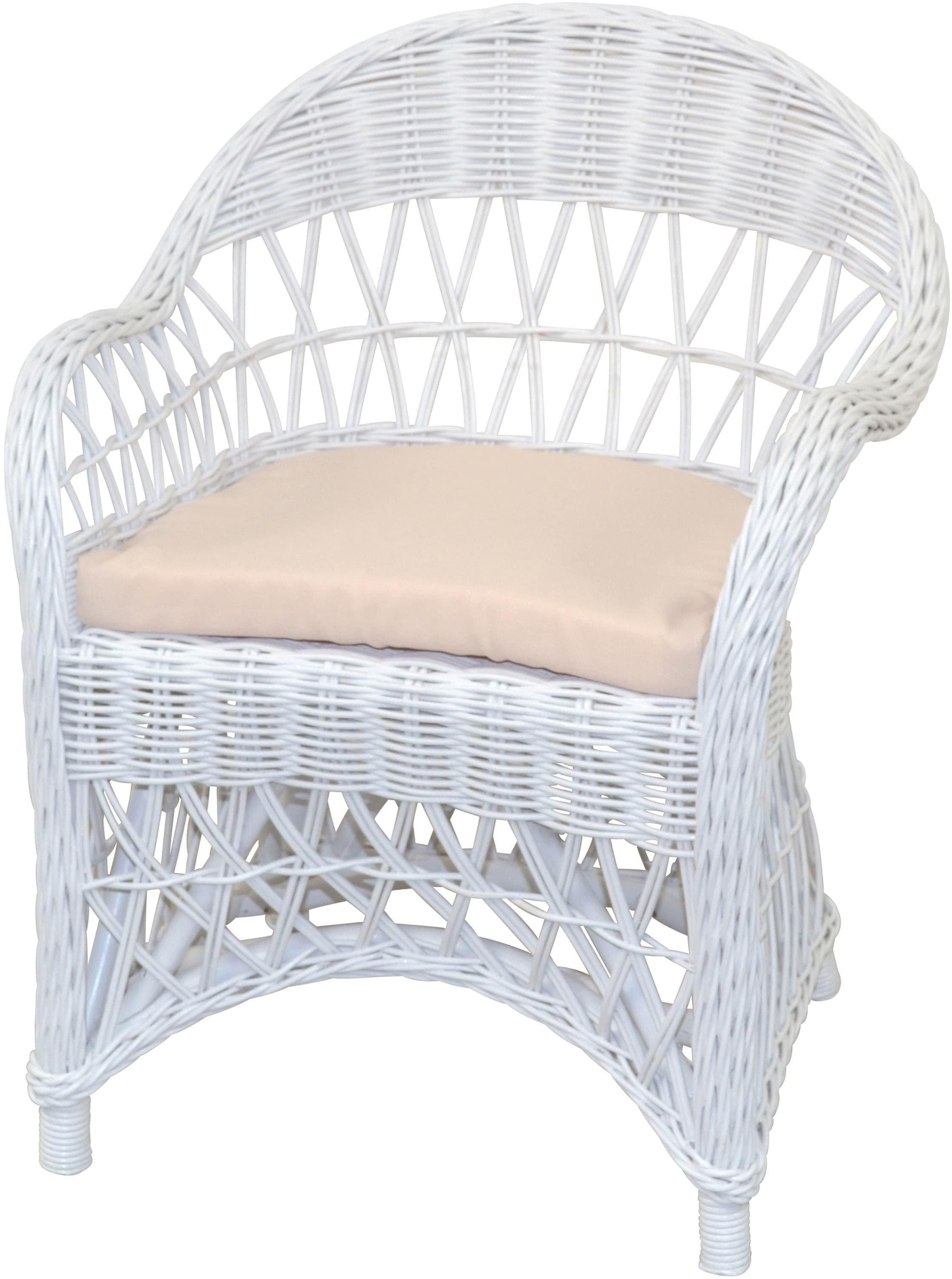 HOFMANN LIVING AND MORE Relaxsessel Weiß mit Sitzkissen Handgeflochten