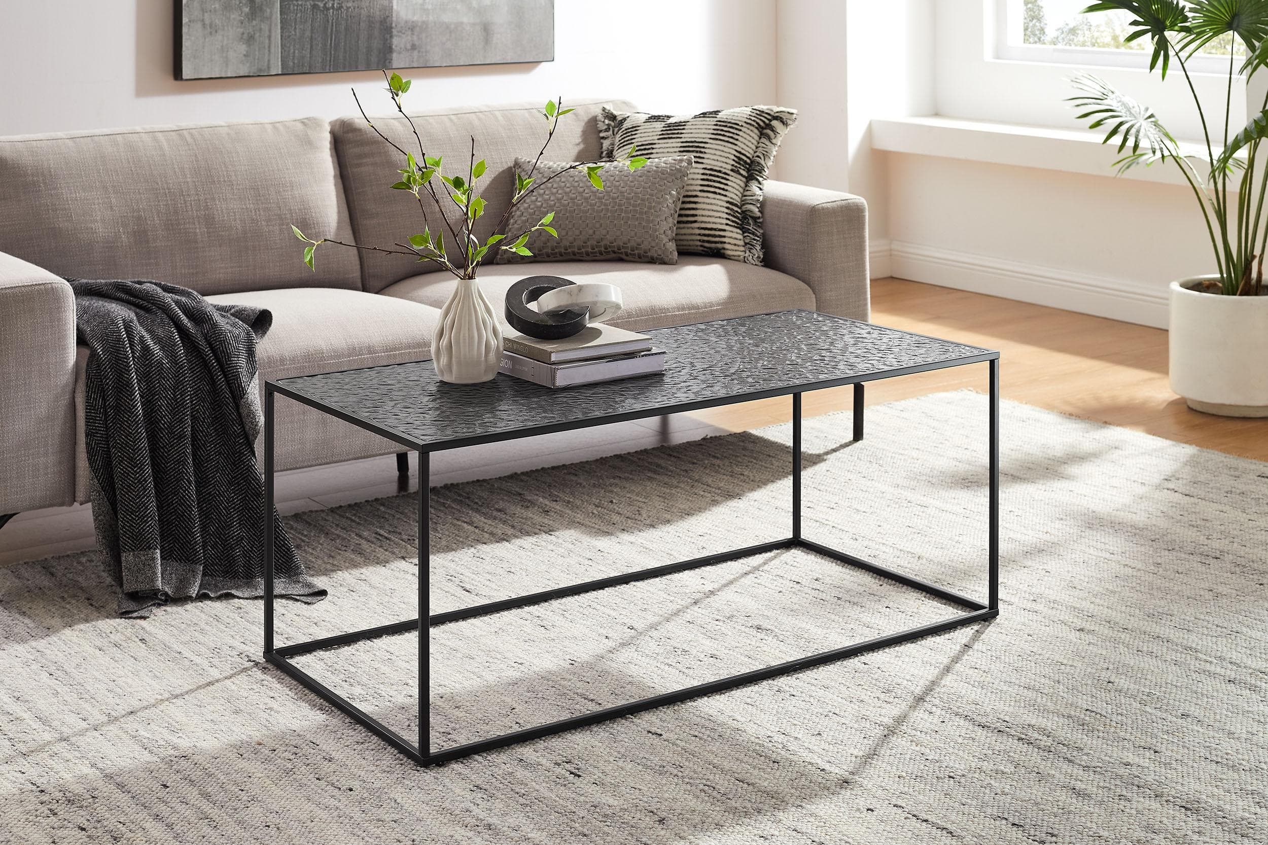 Salesfever Wohnzimmertisch Glasplatte mit Strukturoptik