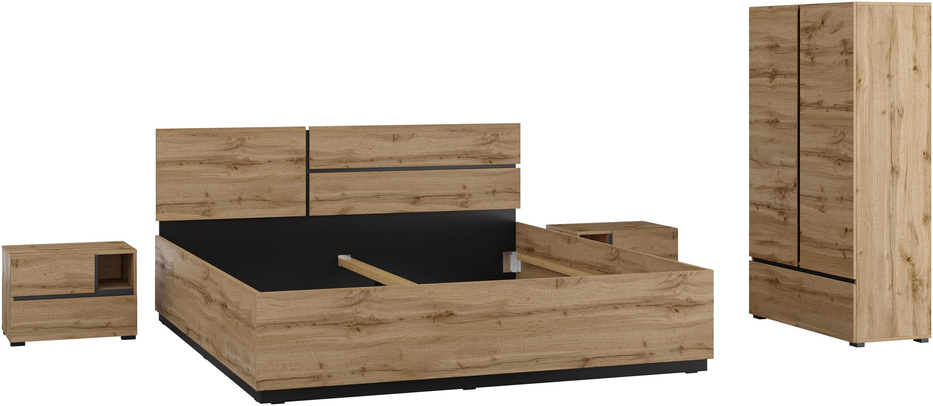 OTTO HOME Schlafzimmer-Set Cross Modern Wotan Eiche 2-türig