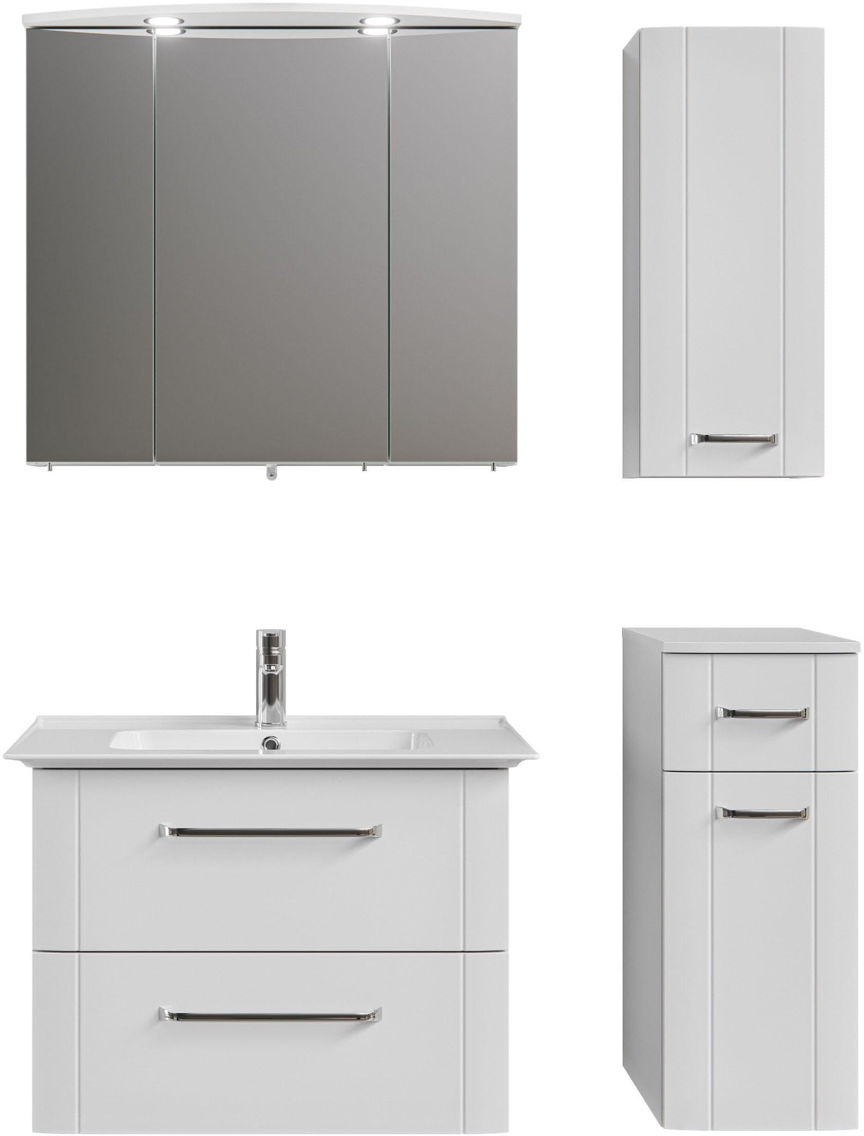 Badmöbel-Set SAPHIR Serie 3006 4-teilig Keramik-Waschtisch mit Spiegelschrank Weiß