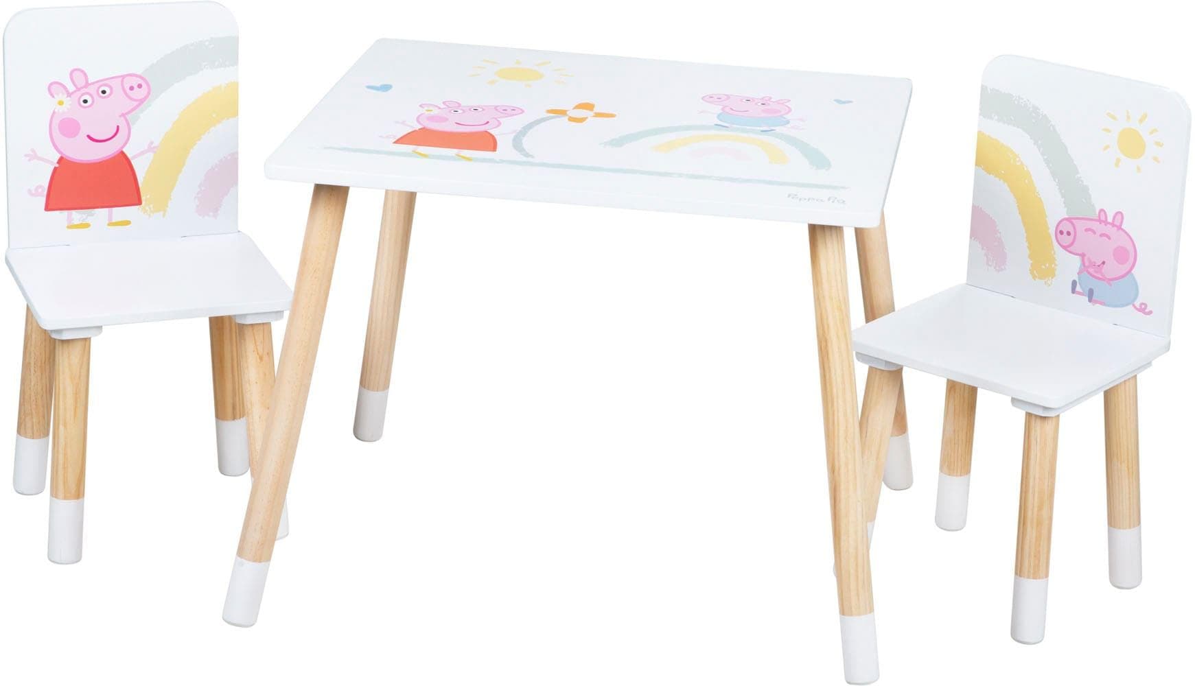 roba® Kindersitzgruppe Peppa Pig 2 Stühle & Tisch Weiß/Bunt