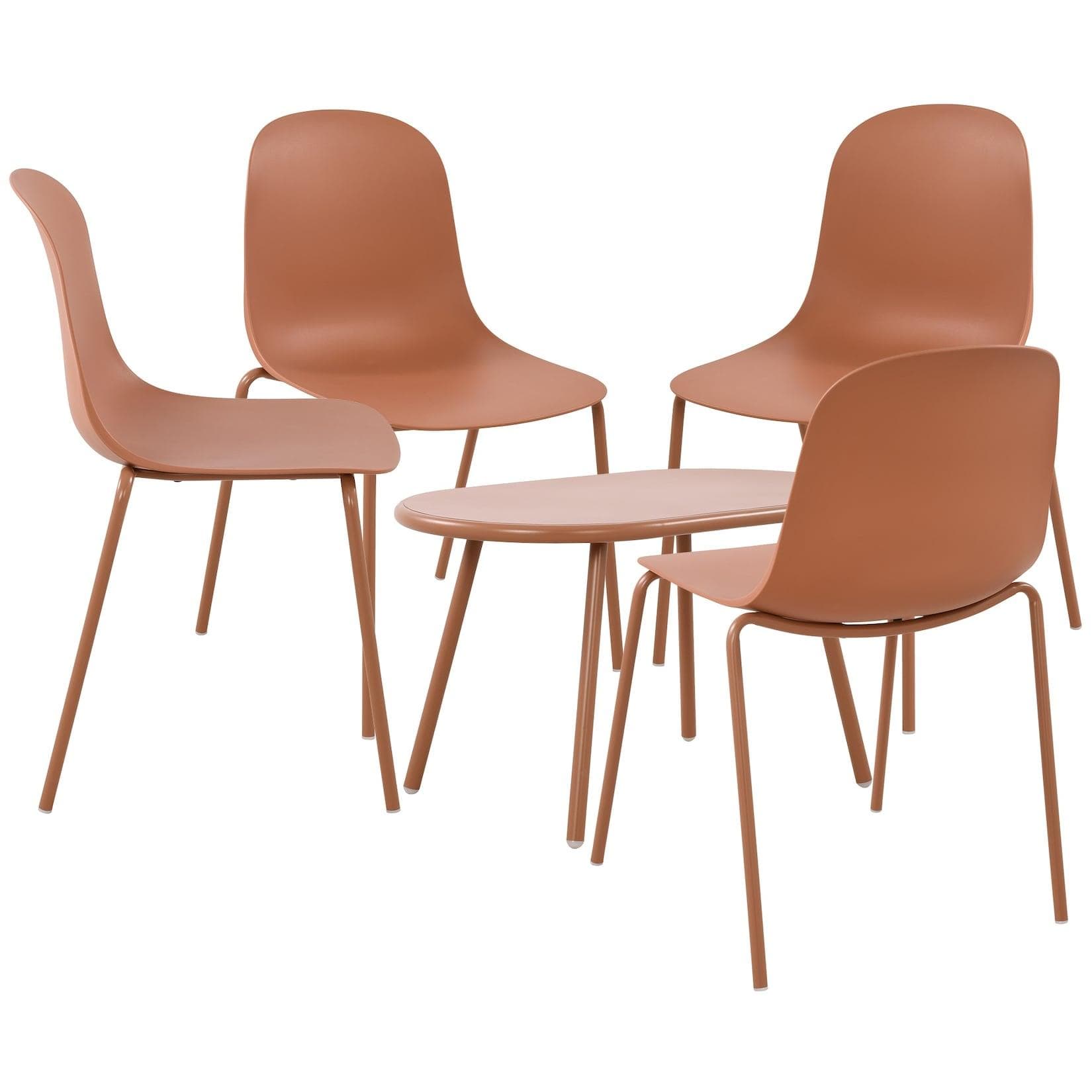 CLP 4er Sitzgruppe Veldin Garten-Set 4x Stuhl stapelbar und 1x Tisch Outdoor-Set wetterfest und UV-beständig