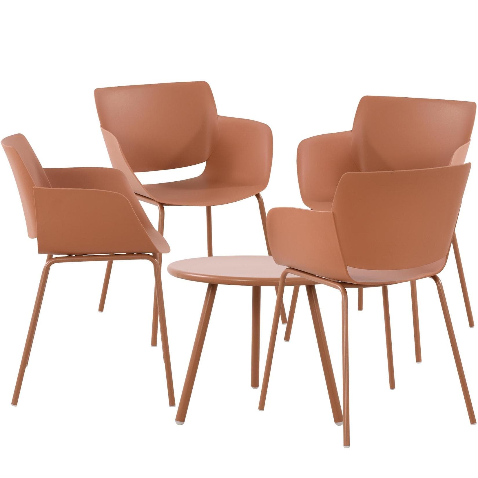 CLP Sitzgruppe Minota für den Garten I Set aus Tisch Minot und Stühlen Alpena I Outdoor-Set wetterfest und UV-beständig I Gartenmöbel