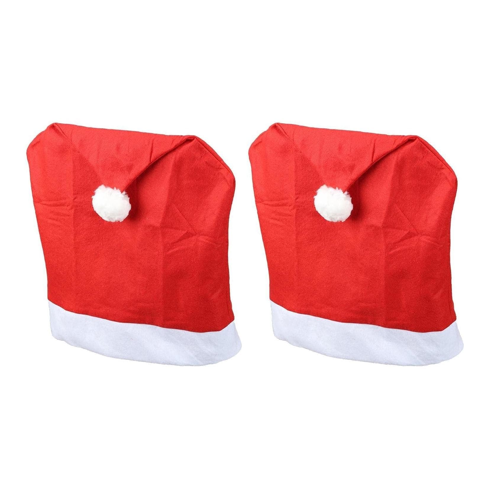 Weihnachten Stuhlhussen 2er Set Rot Nikolausmütze Stuhlbezug