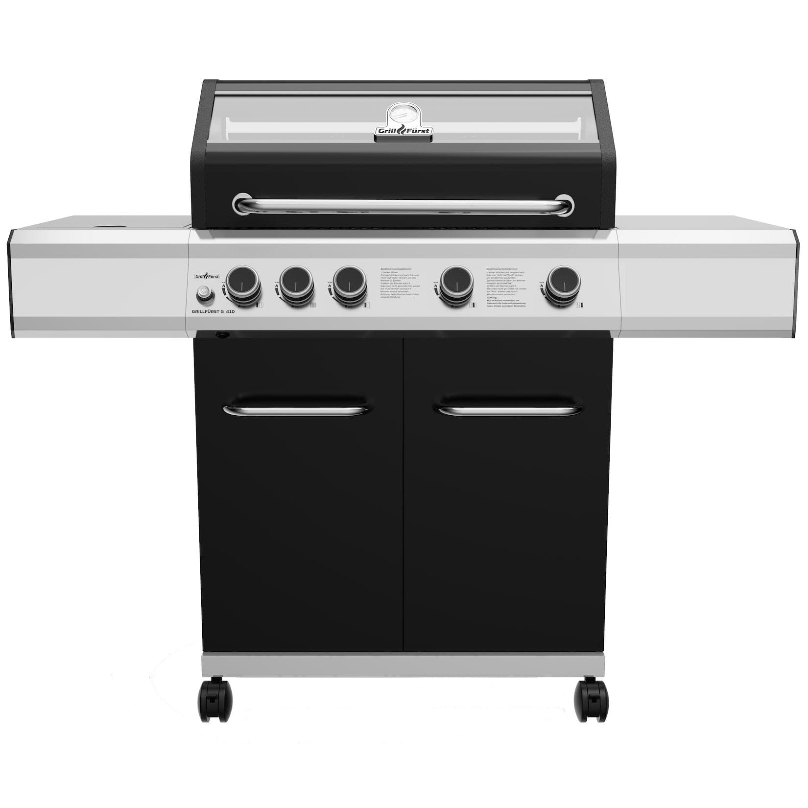 Grillfürst G410G 4-Brenner Gasgrill mit Hochtemperaturbrenner und Gusseisen Rosten
