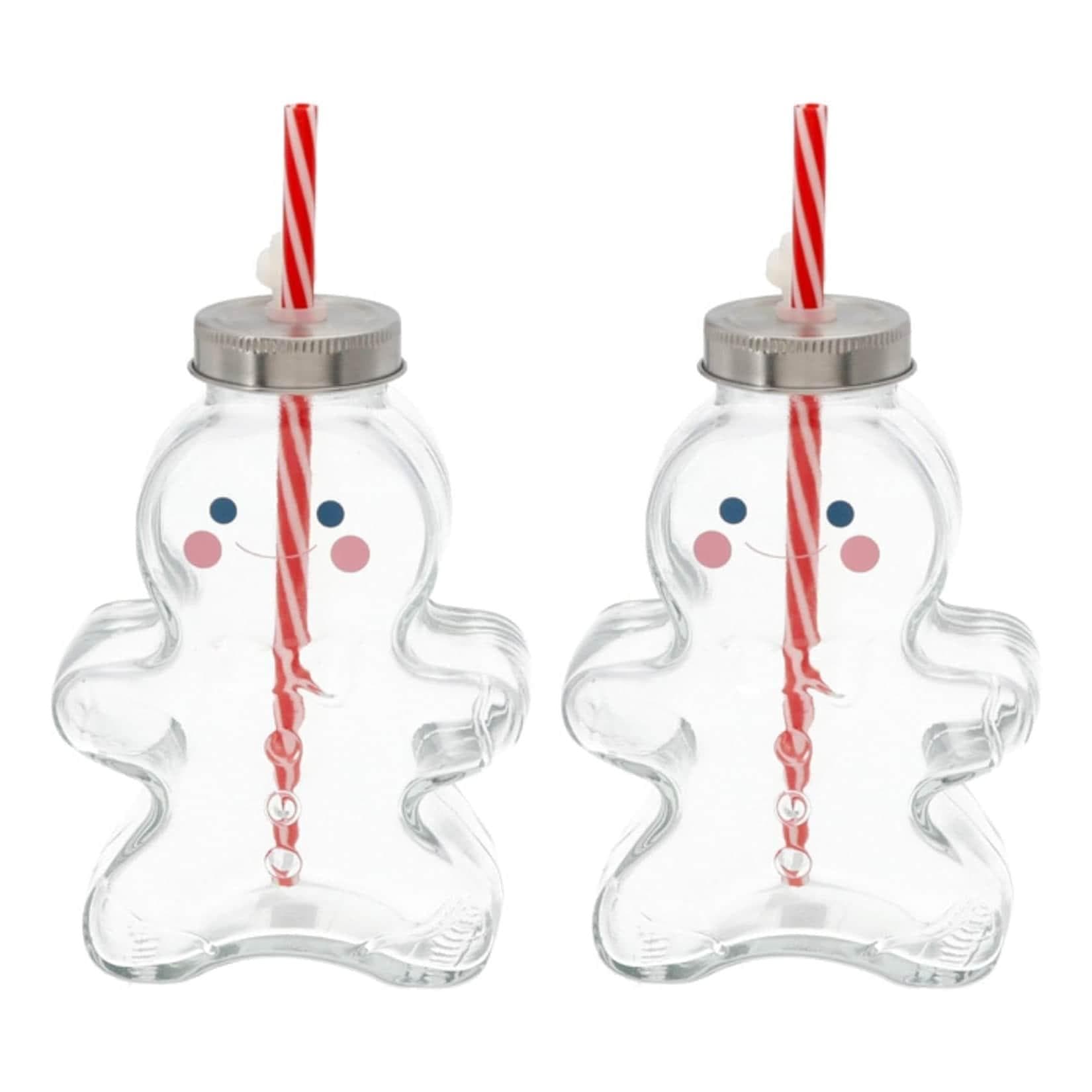 Novaliv 2X Tassen Glühwein 440 ml Personalisierte Weihnachtstasse mit Trinkhalm - Lebkuchenmann als Glühweinbecher - Christbaumkugel Motiv Tasse Tannenbaum Kugel Weihnachtstassen Handwärmer Mugs