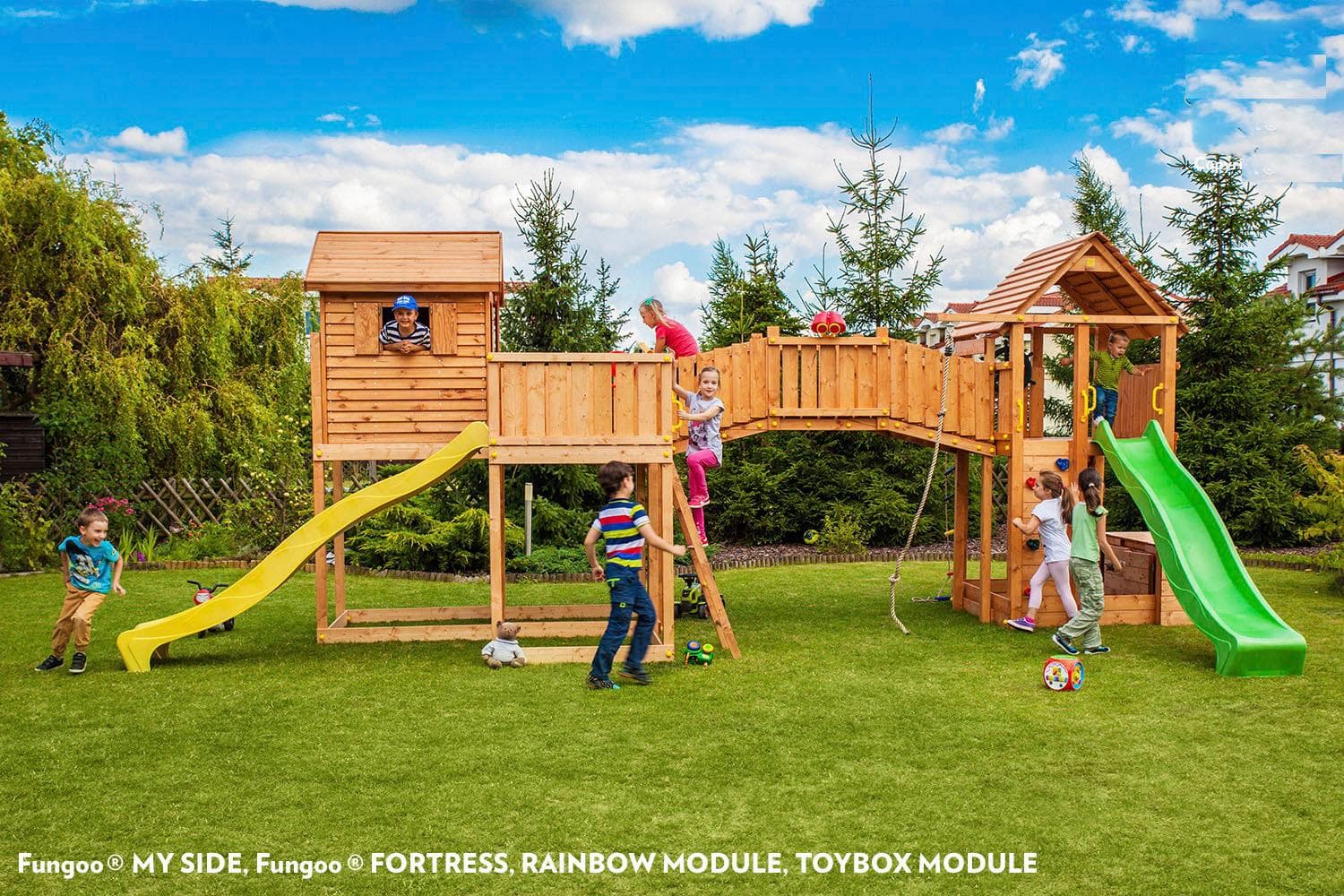 FUNGOO MAXI SET SIZED PLAZA Spielturm mit Rutsche und Schaukel