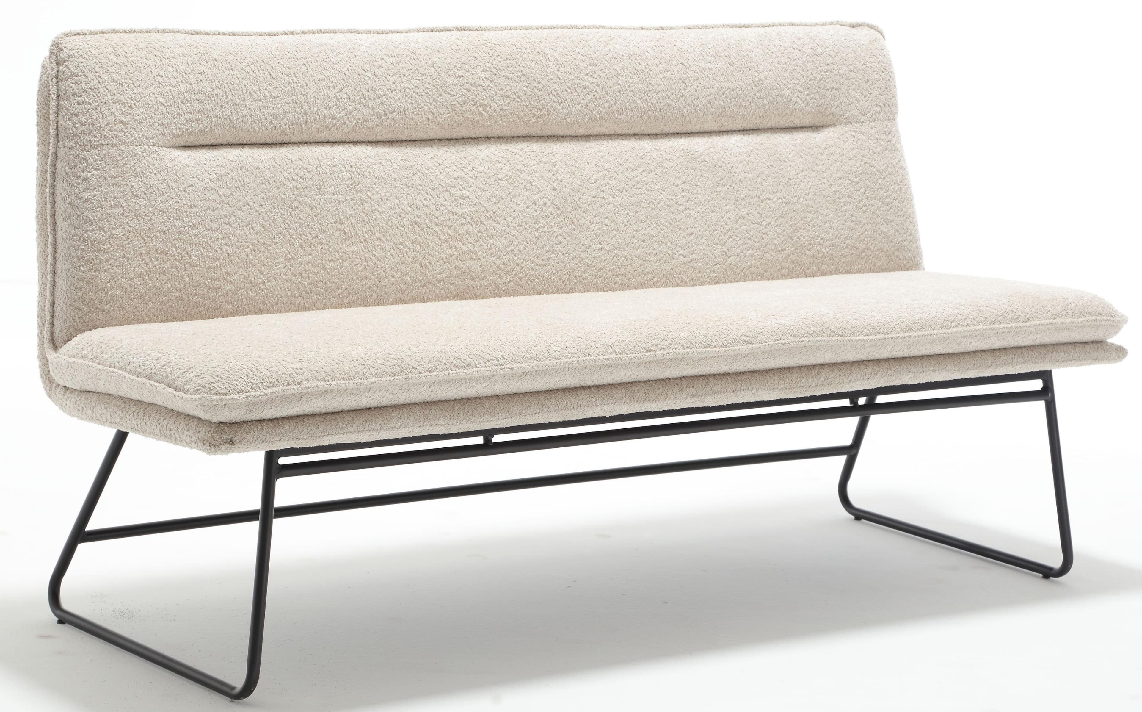 Bank HOME AFFAIRE Beige Metall Stoff Sitzbänke