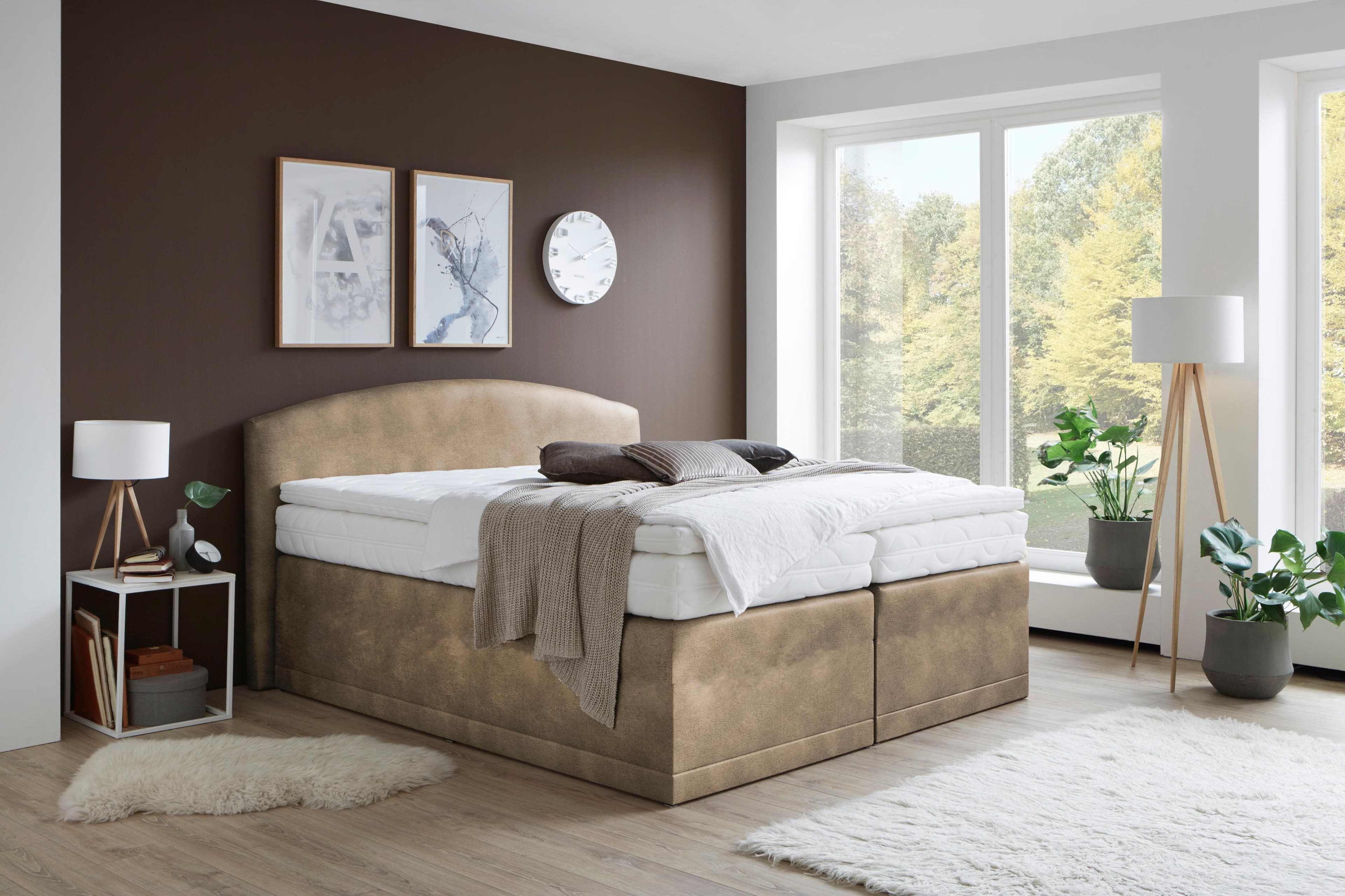 Boxspringbett Madeira Beige 5-Zonen-Taschen-Federkernmatratze