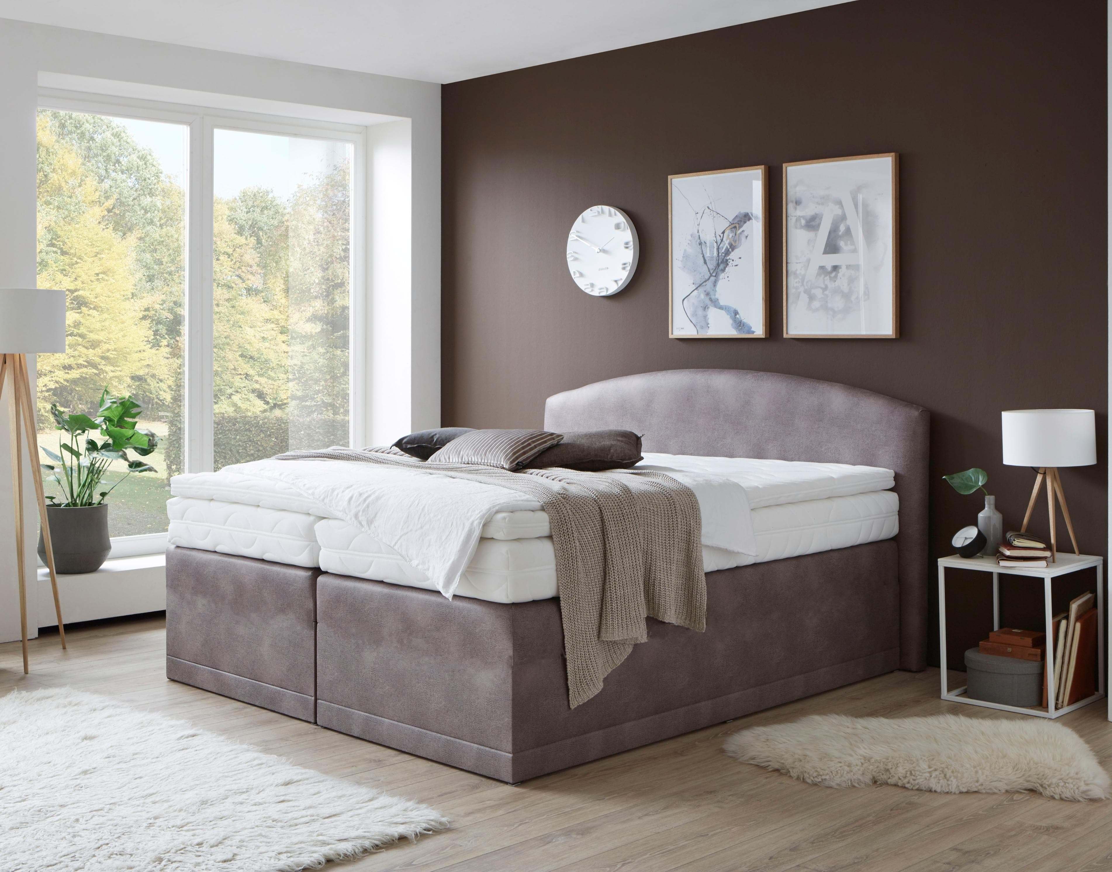 Westfalia Schlafkomfort Boxspringbett Madeira Grau Federkernmatratze