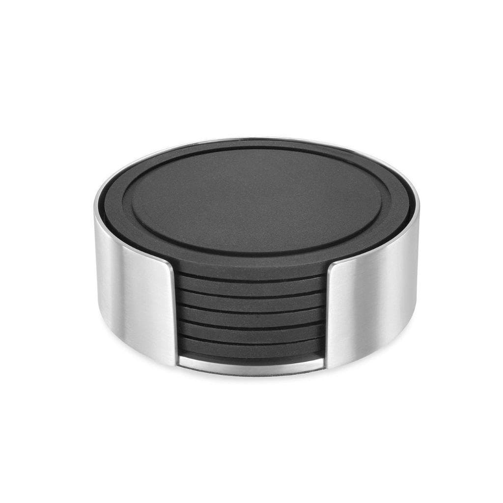 Zack Glasuntersetzerset Vetro Schwarz Metall Kunststoff 7-teilig Rund