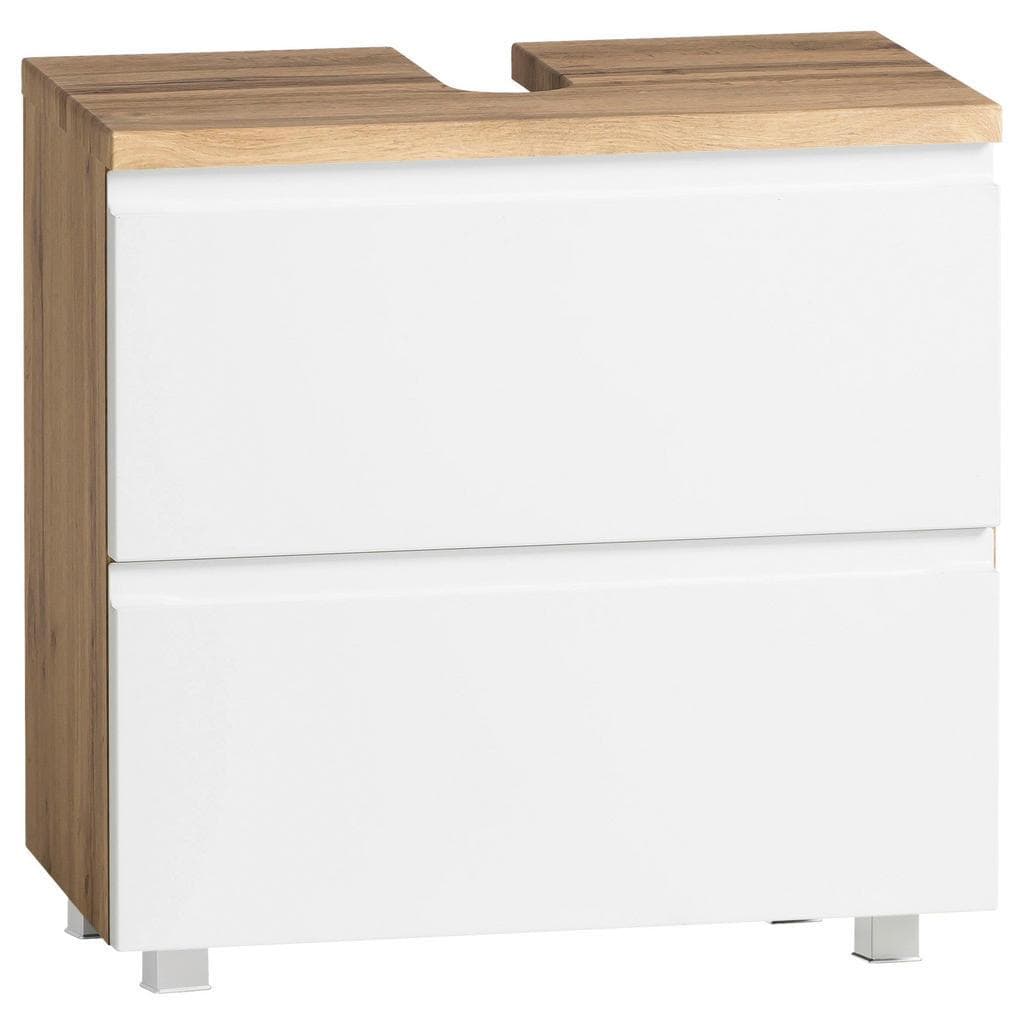 Held Waschbeckenunterschrank Weiß Eiche Wotan Holzwerkstoff 1 Schublade 60x59 cm Made in Germany