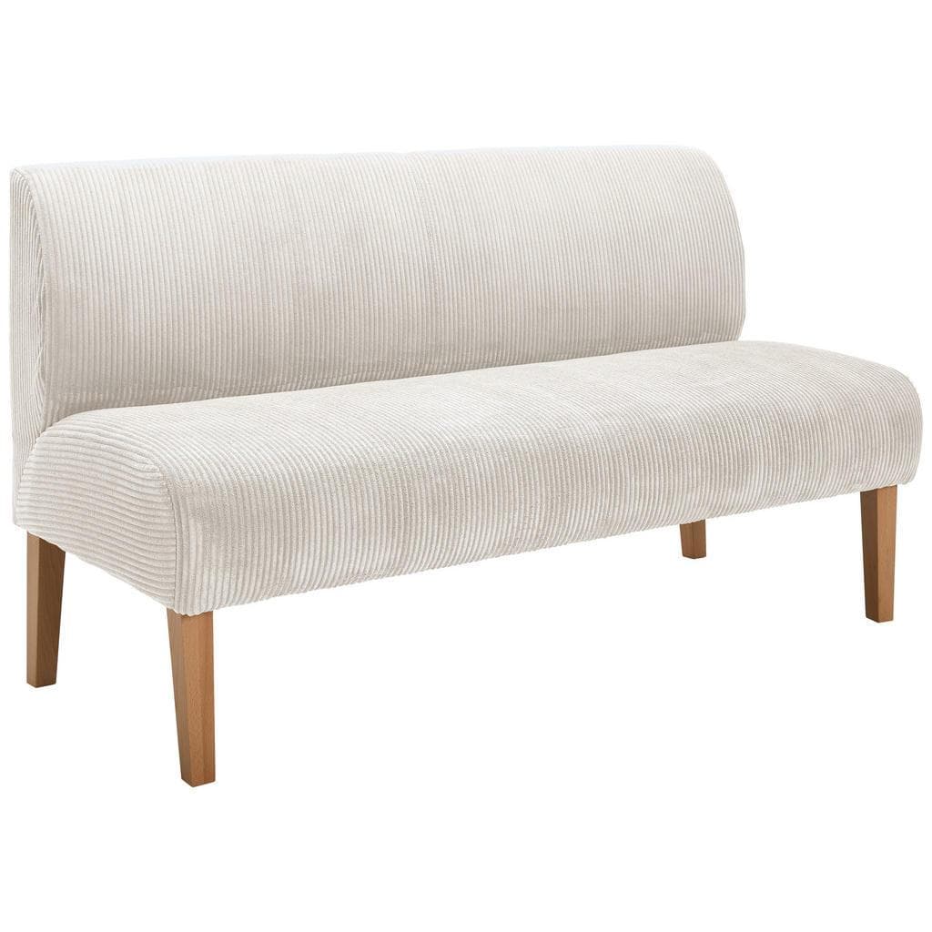 home24 Sitzbank Beige Buche Massiv 3-Sitzer Stoffauswahl