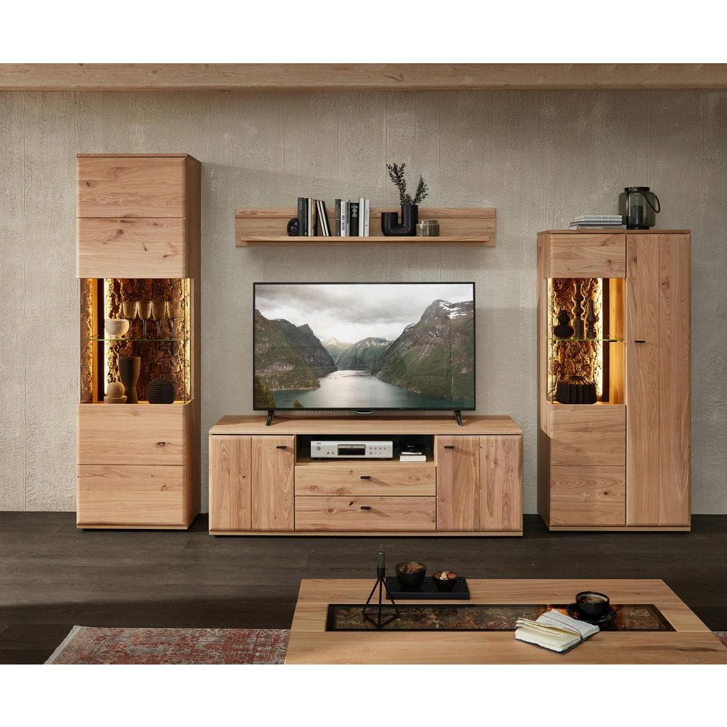 Cantus Wohnwand Braun Esche Artisan 15 Fächer 2 Schubladen