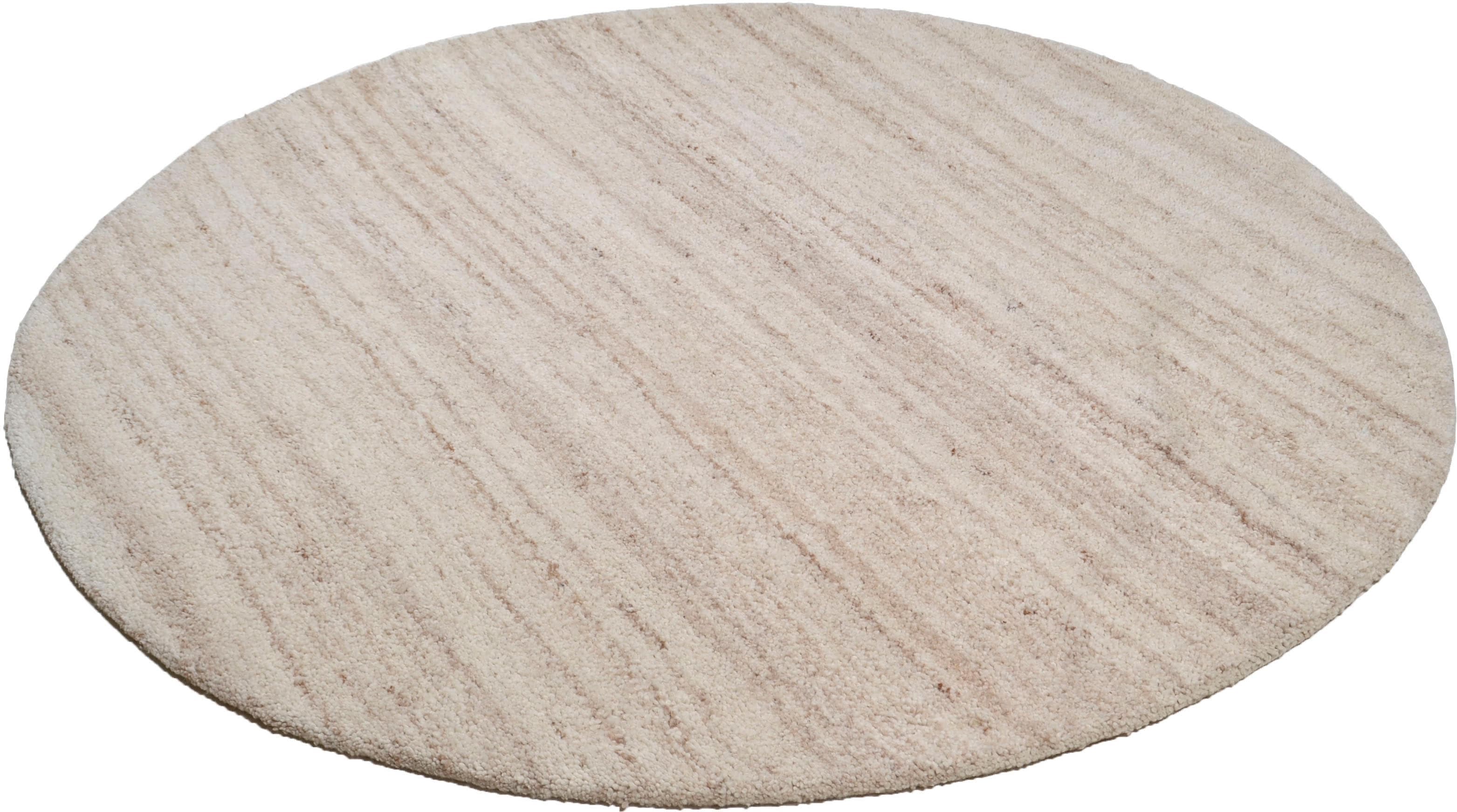 THEKO Royal Berber Uni Wollteppich Beige Grau Handgetuftet