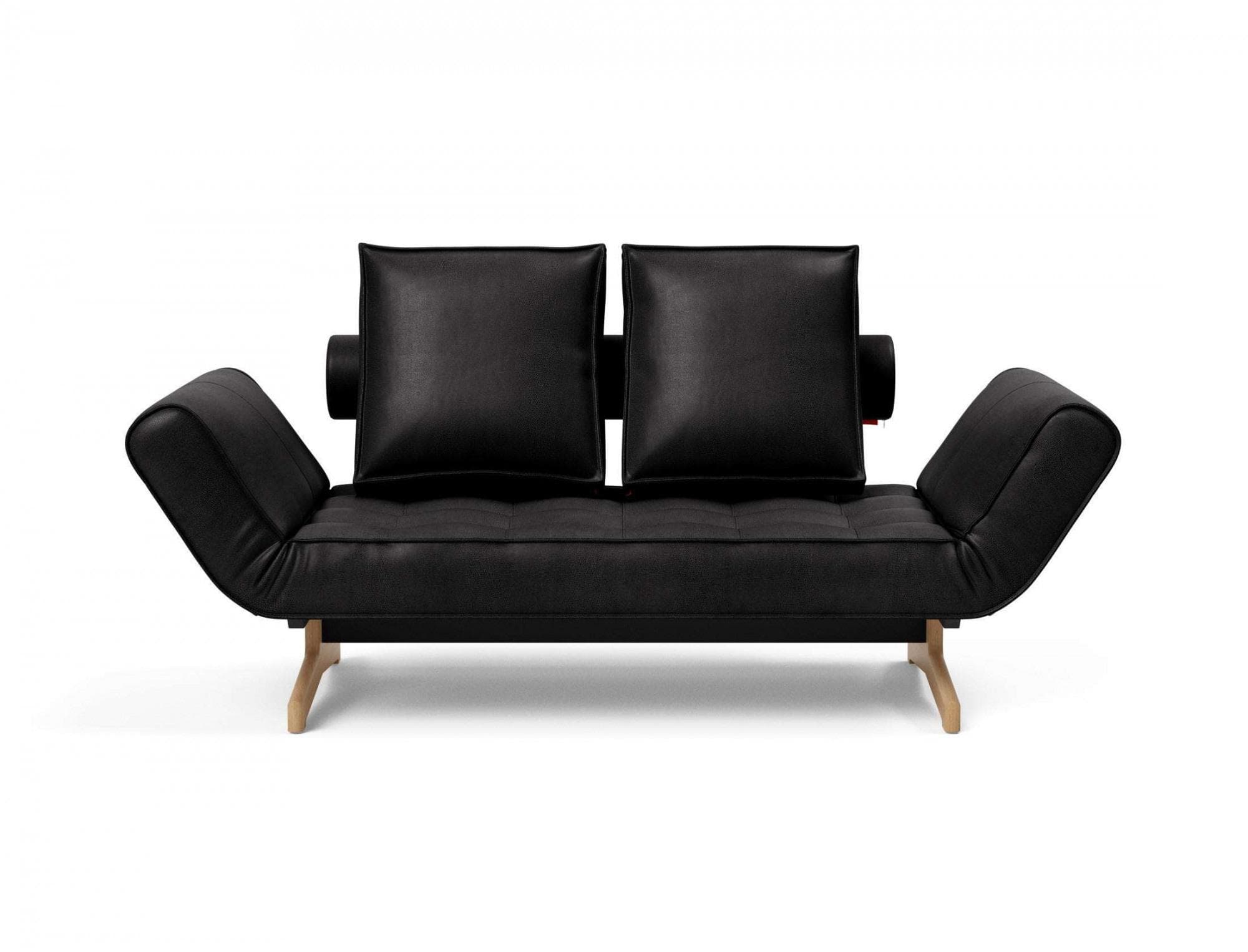Innovation Living™ Ghia Schlafsofa Schwarz - Bequemes 3-Sitzer Sofa mit Eiche Füßen