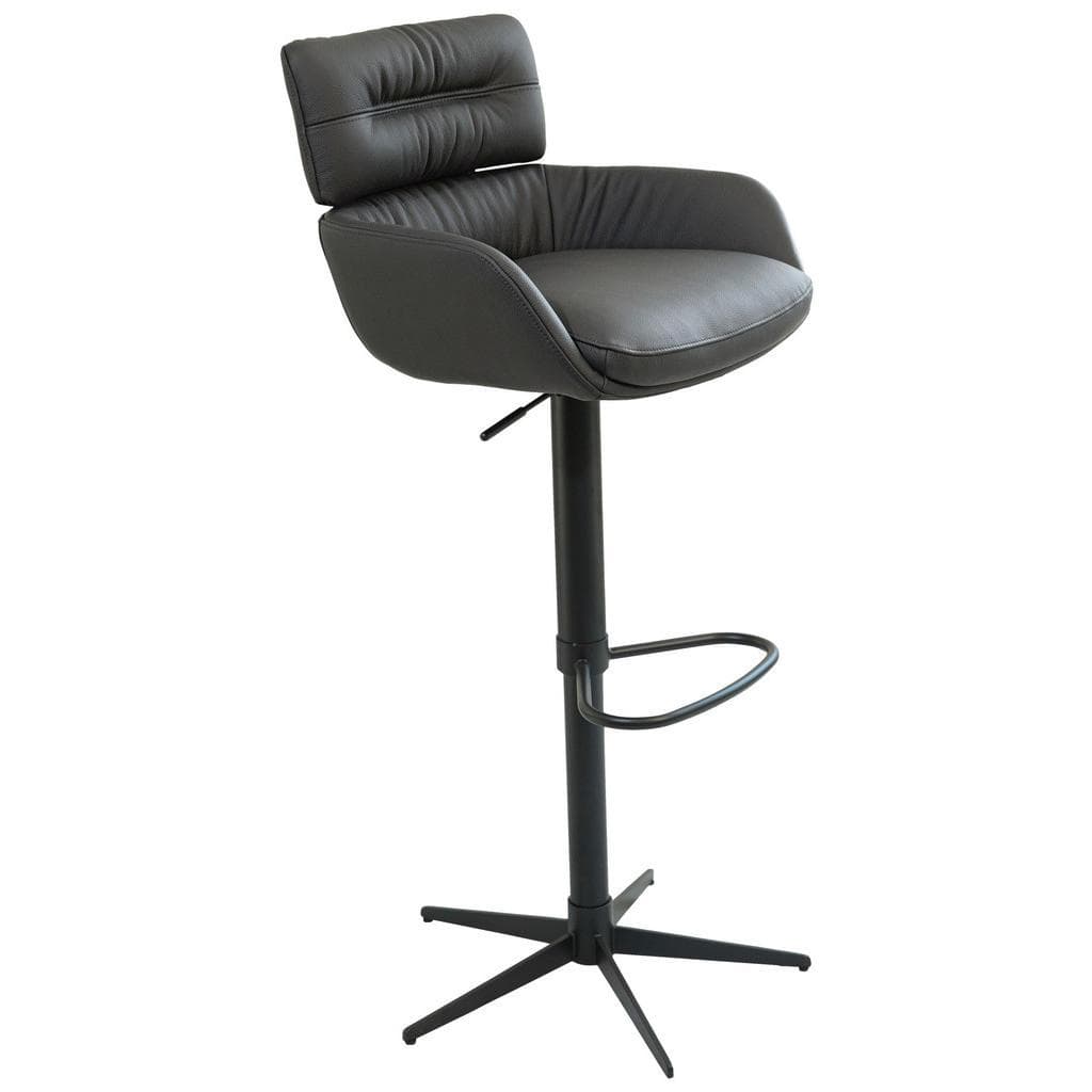 Dieter Knoll Barhocker Schwarz Metall Leder Echtleder Rindleder Drehkreuz 360° drehbar