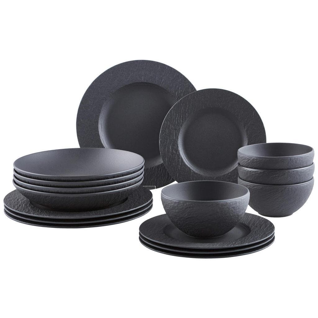 Villeroy & Boch Kombiservice Manufacture Rock Schwarz Keramik 16-teilig