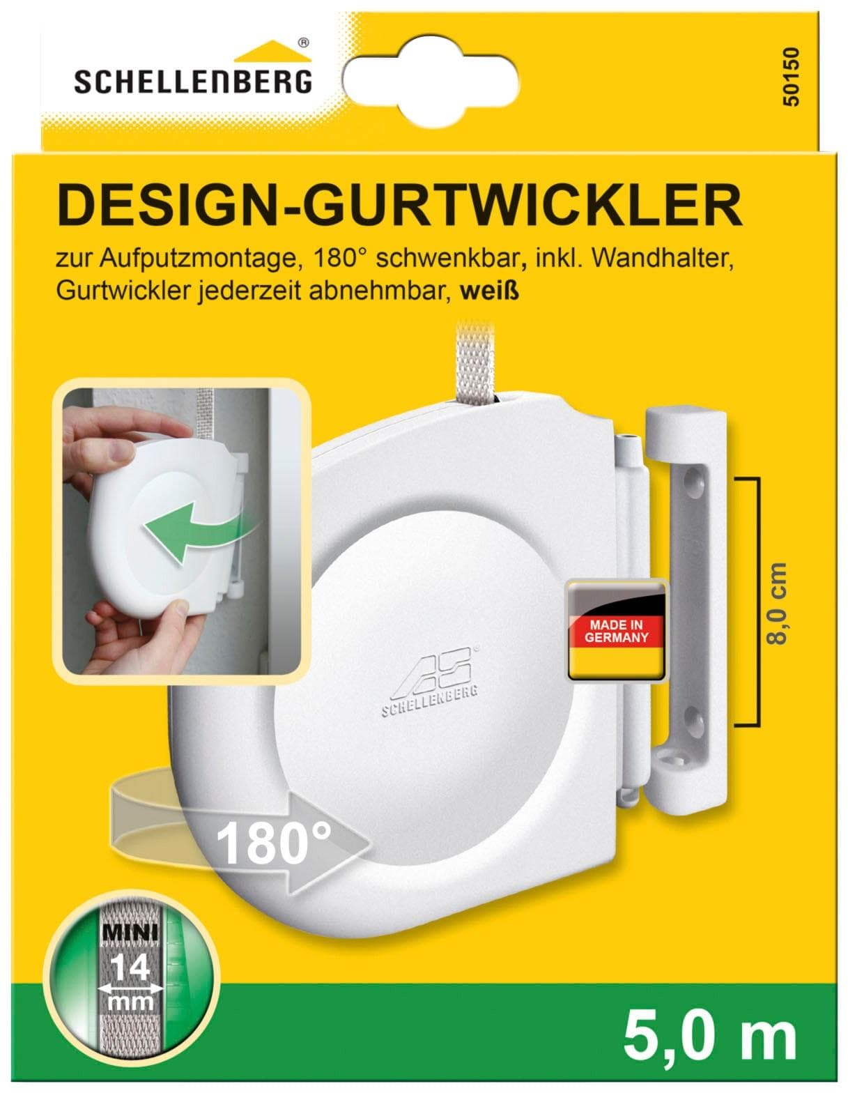 Schellenberg Aufputz-Gurtwickler Mini-System Weiß 180° schwenkbar