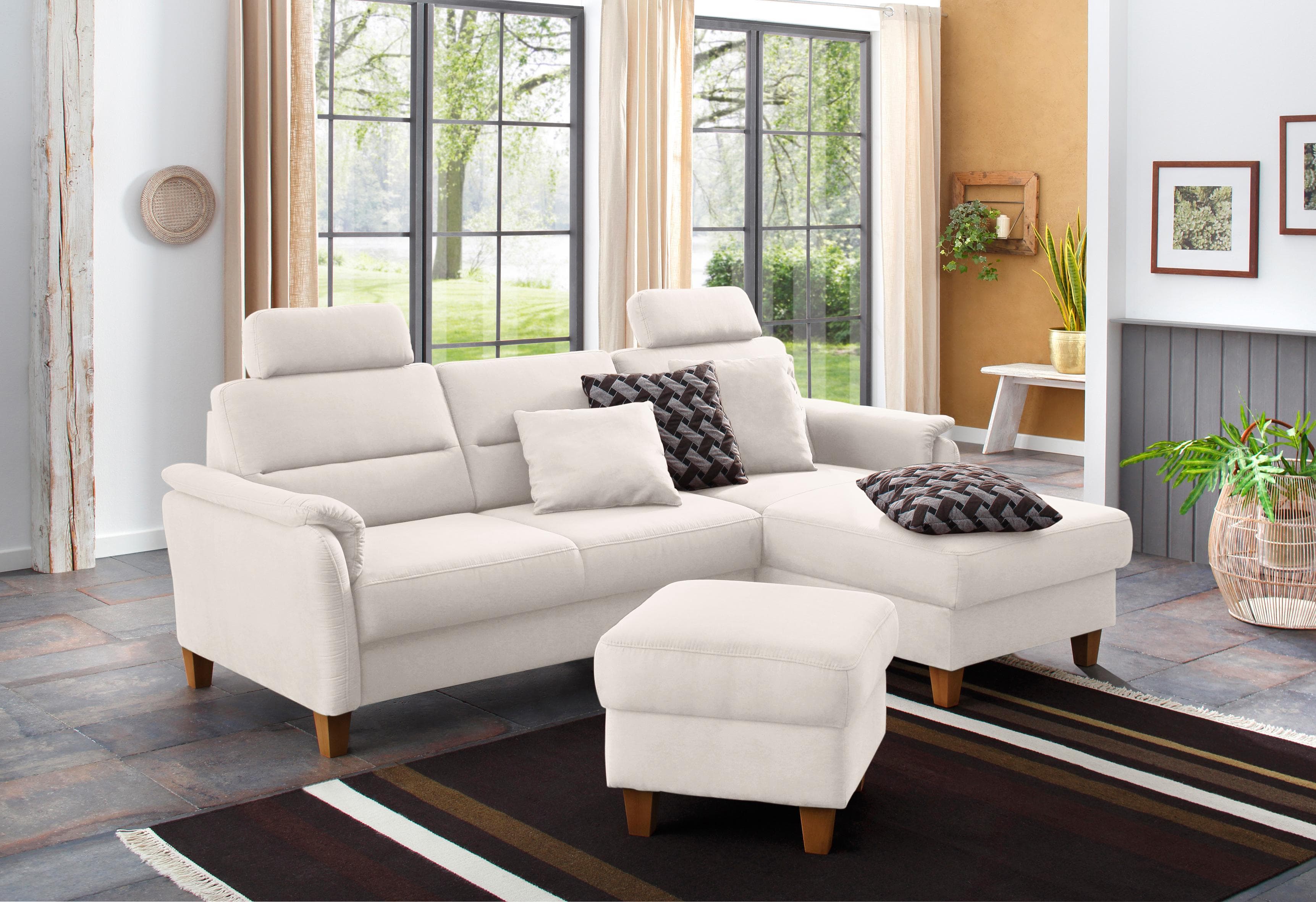 HOME AFFAIRE Ecksofa Palmera L-Form Beige mit Bettfunktion