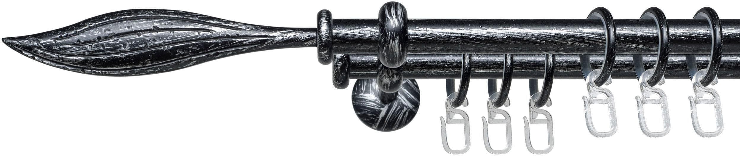 Liedeco Gardinenstange Esp Blatt Silber Schwarz Metall