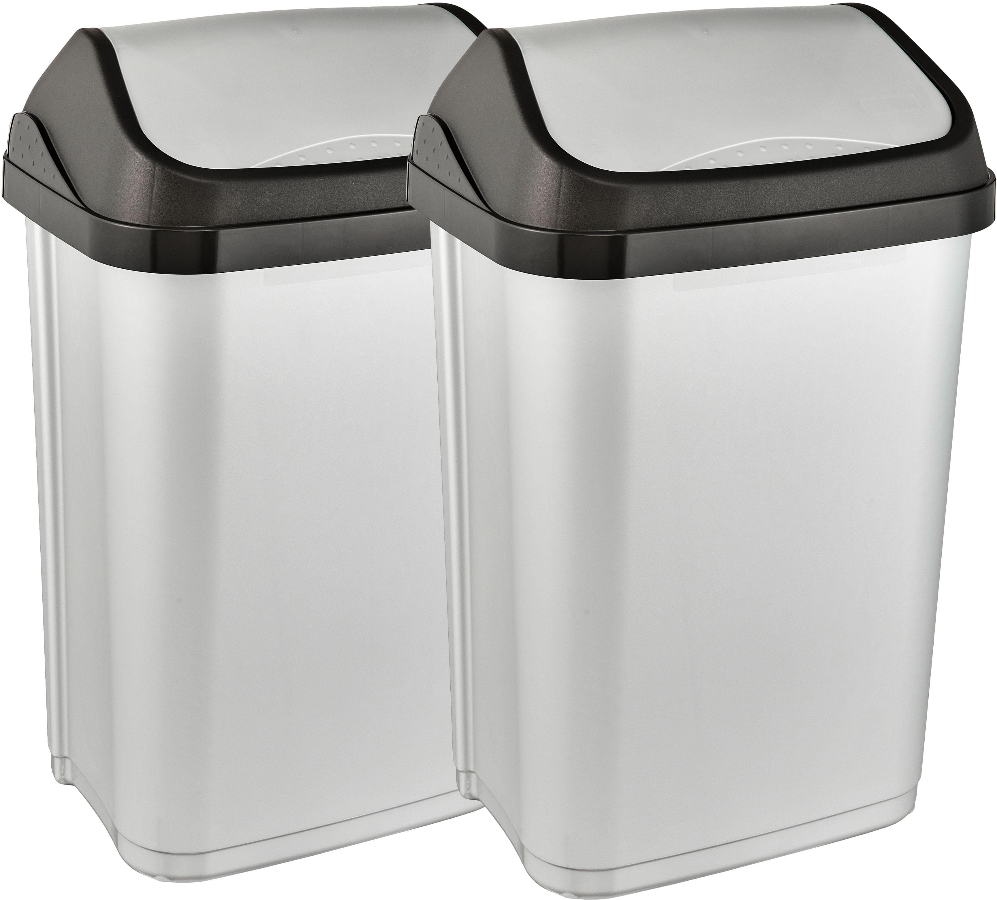 Mülleimer KEEEPER 'swantje' 2er Set, Schwingdeckel, Silber