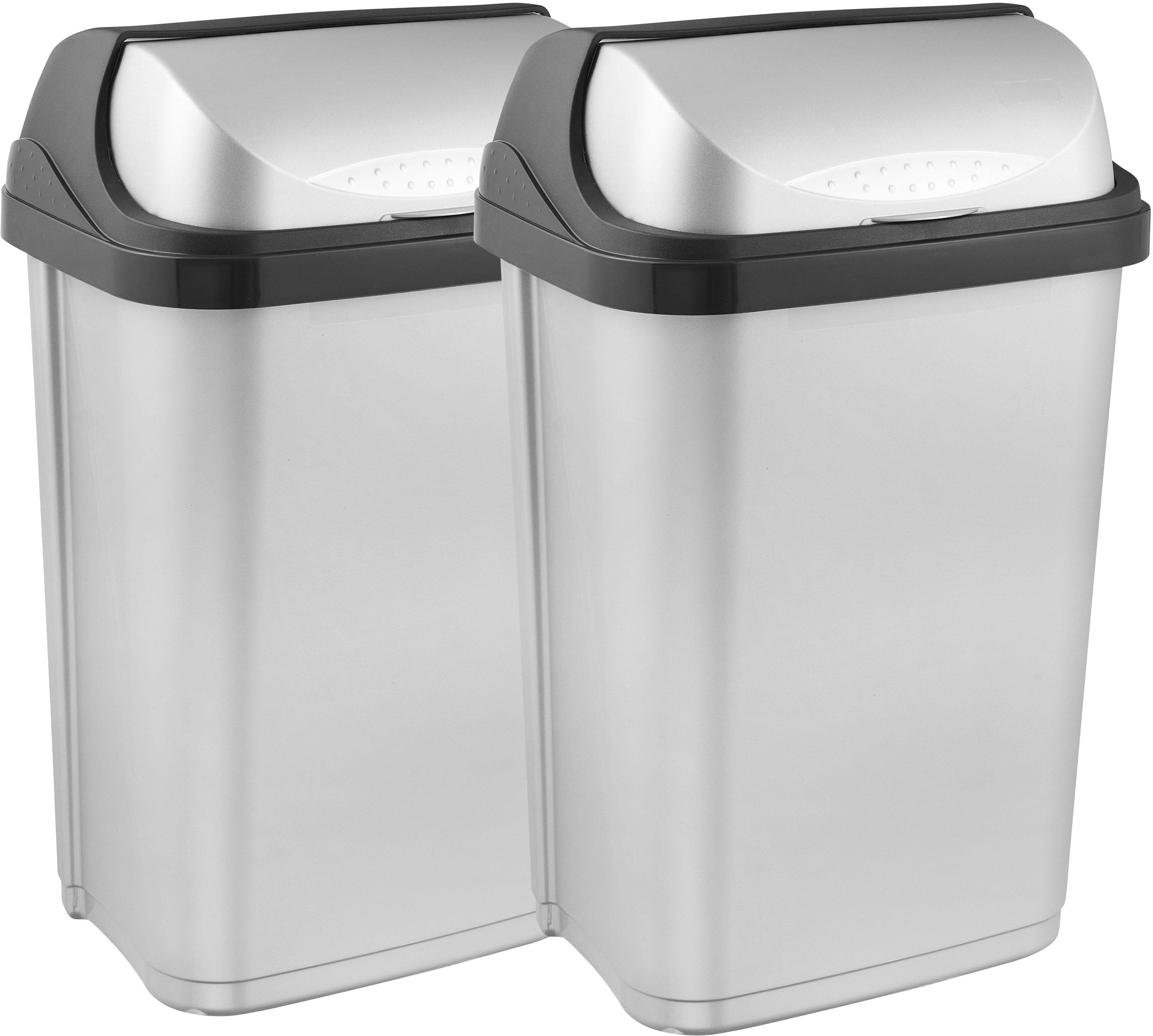 Silberfarbener Mülleimer aus Kunststoff und PP