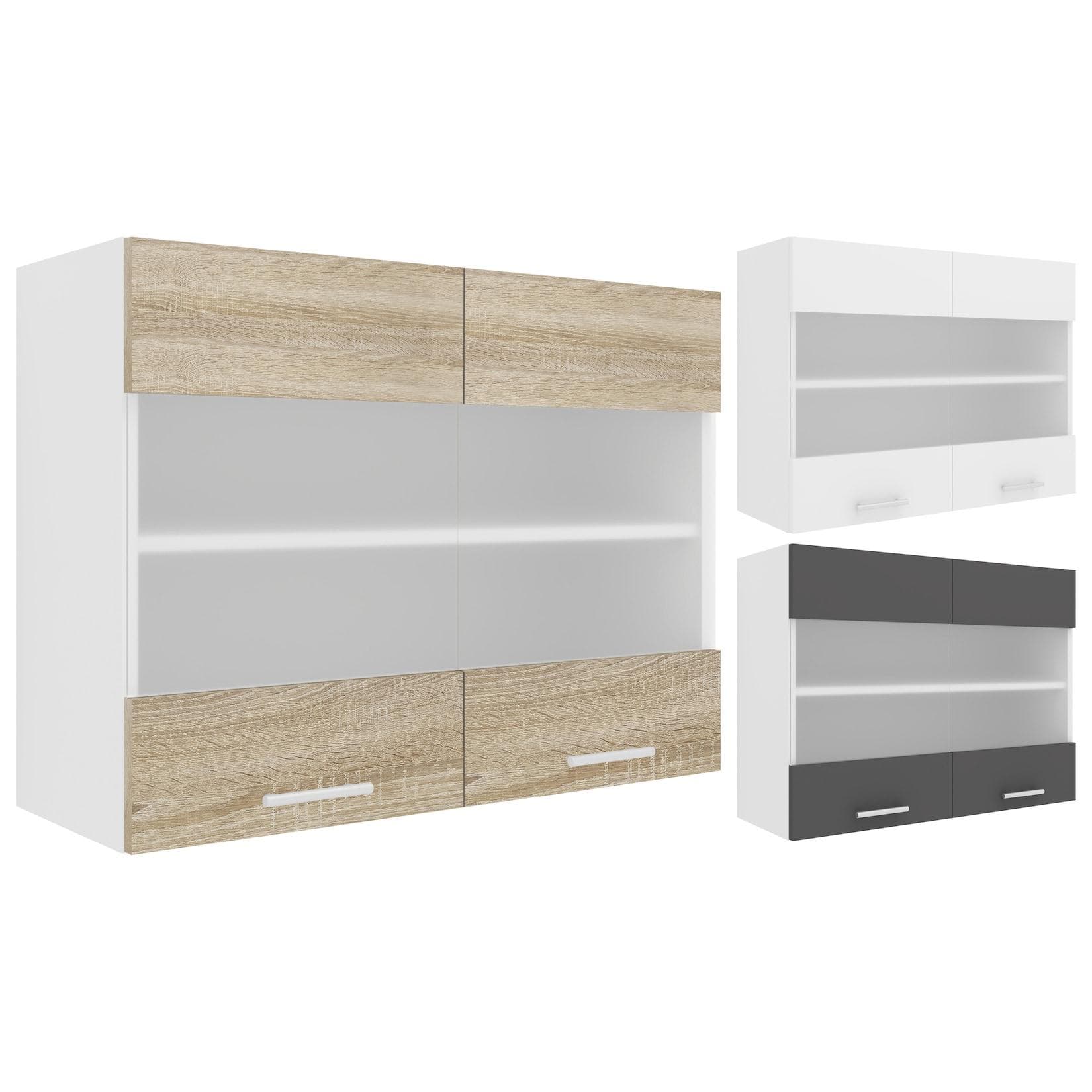 VCM Hängeschrank Esilo Küche 80cm Weiß Braun Holz