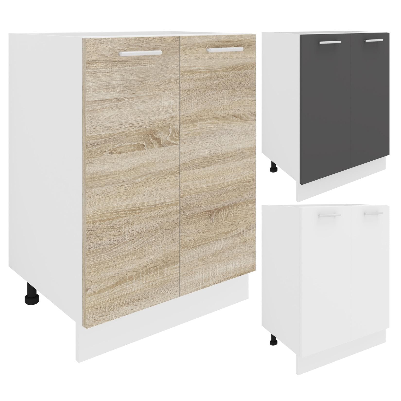 VCM Küchenschrank Esilo Unterschrank 60cm Weiß Braun