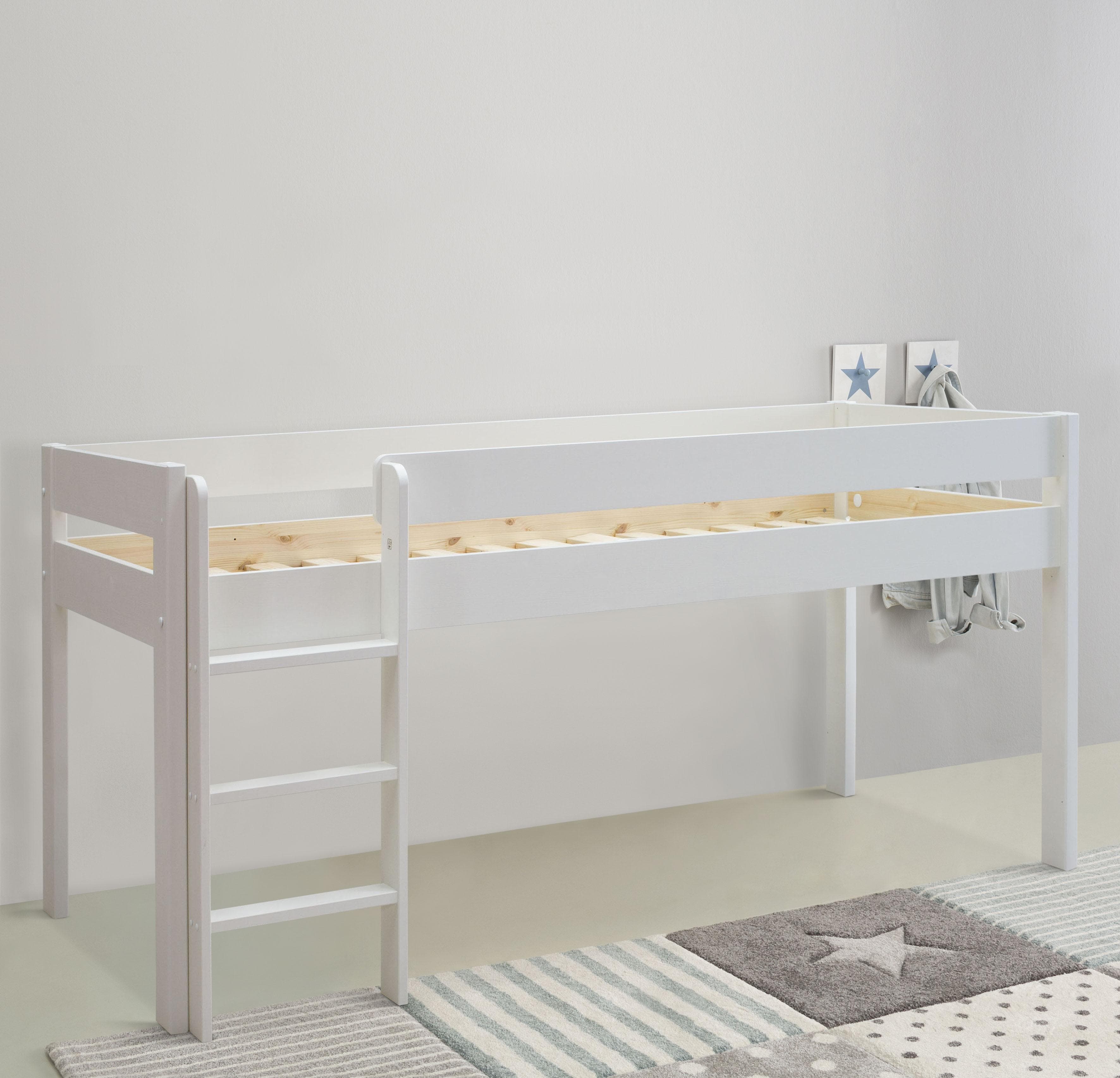 Massivholz Hochbett mit viel Stauraum & Schreibtisch