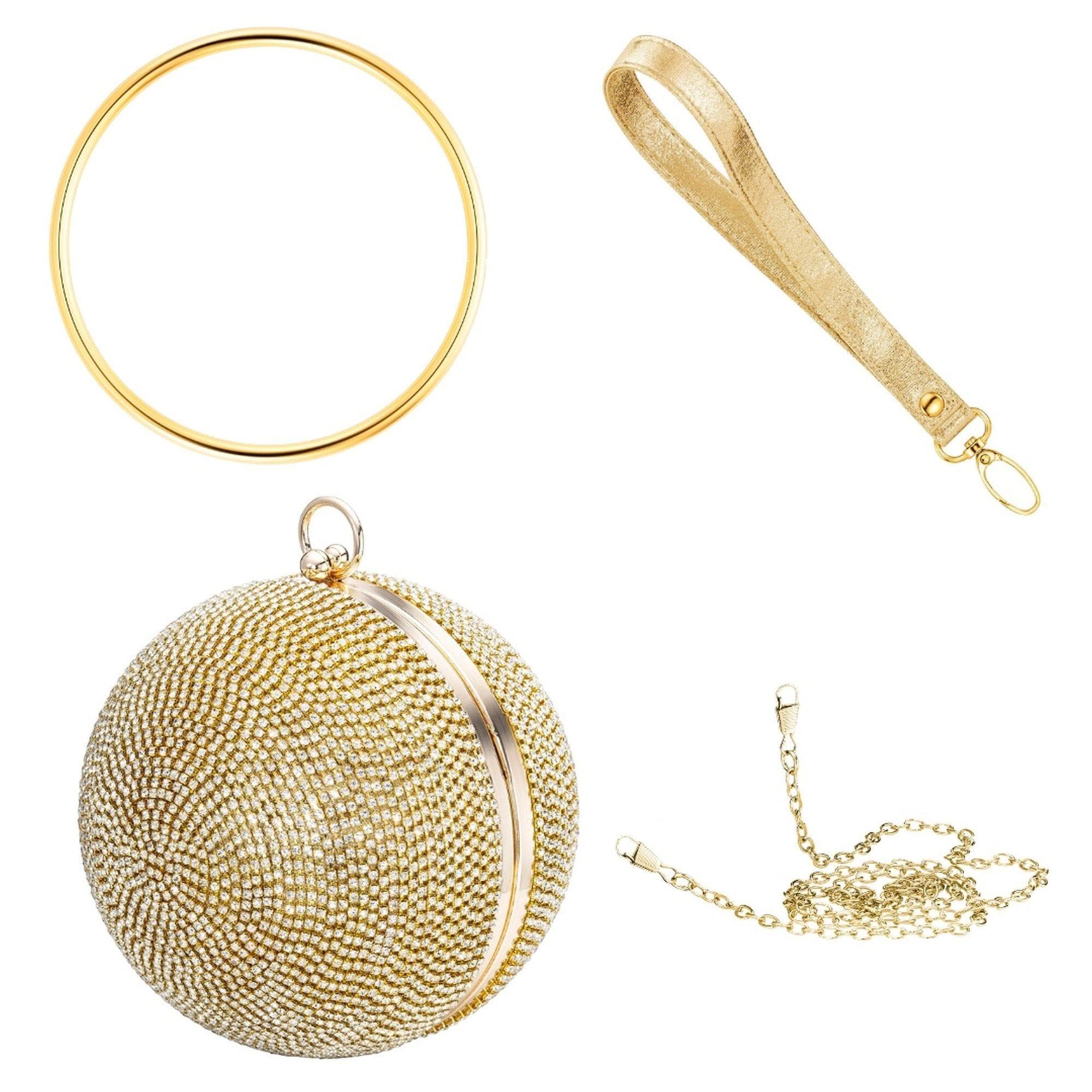 Abendtasche JULIE JULSEN Metall mit Zirkonia Champagner Damen