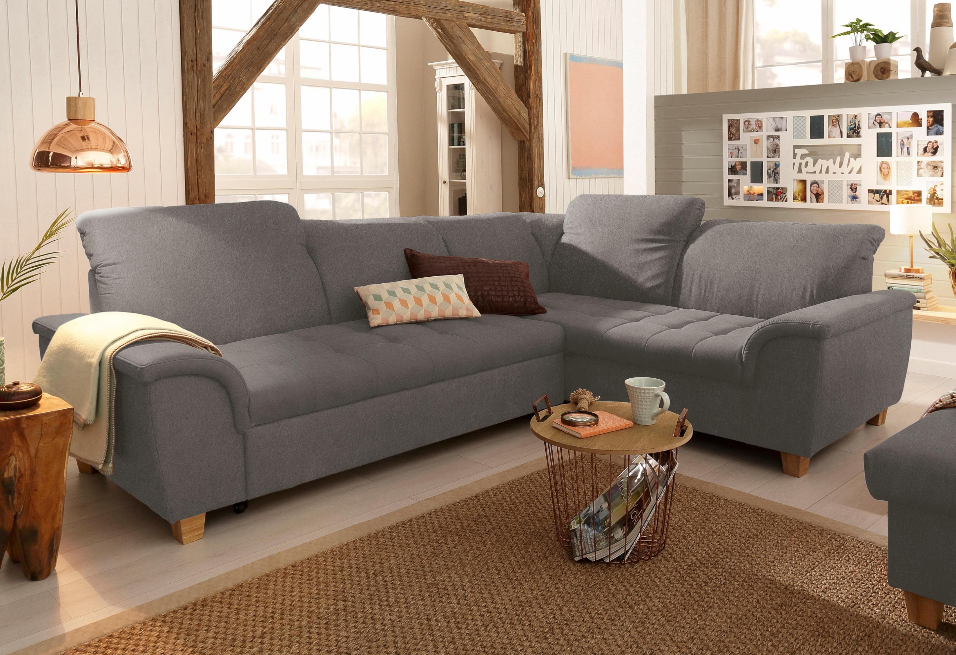 Home Affaire Ecksofa Lyla Grau L-Form Microfaser Lederoptik