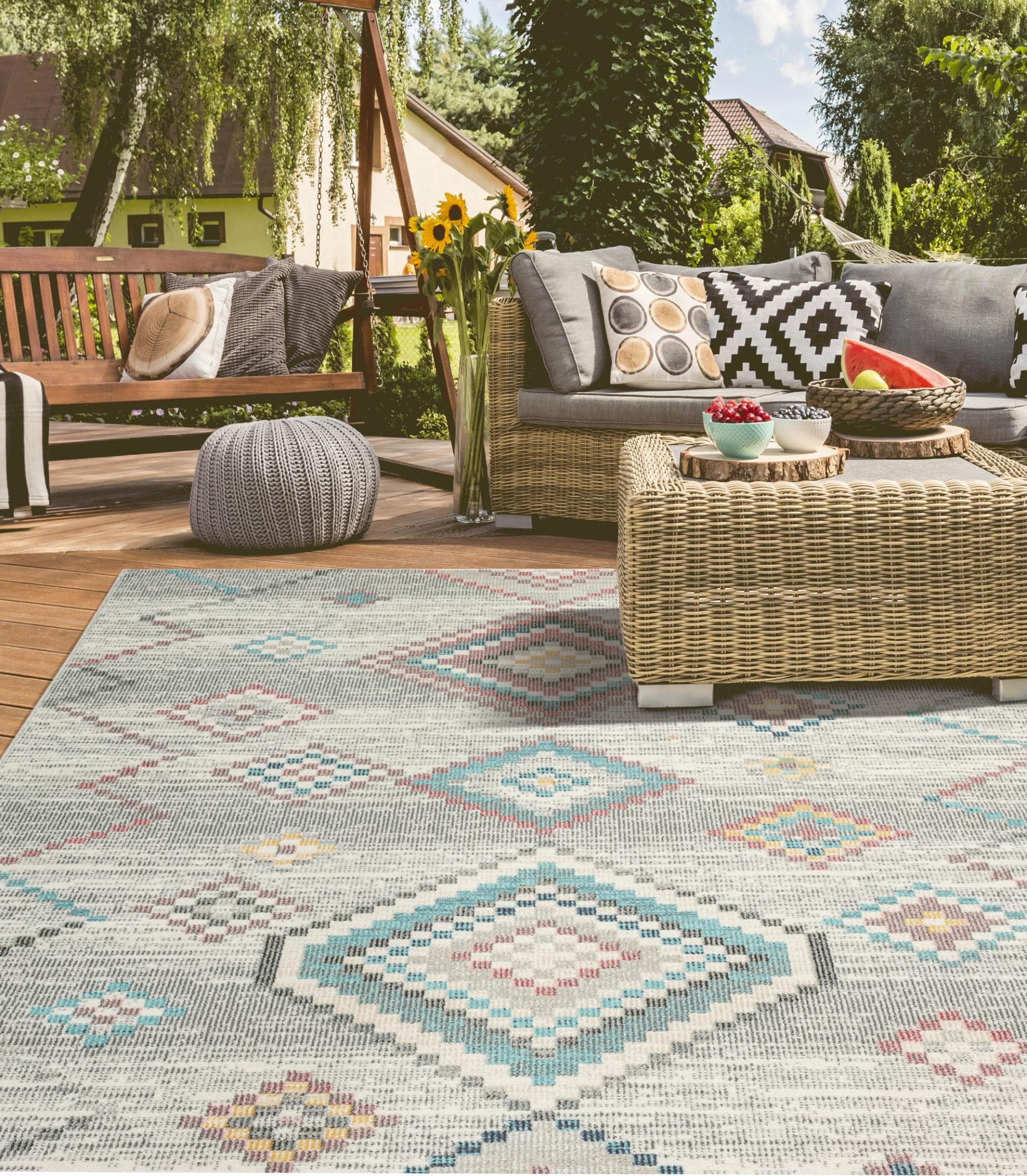 MERINOS Teppich Salsa Outdoor Grau Vintage Design