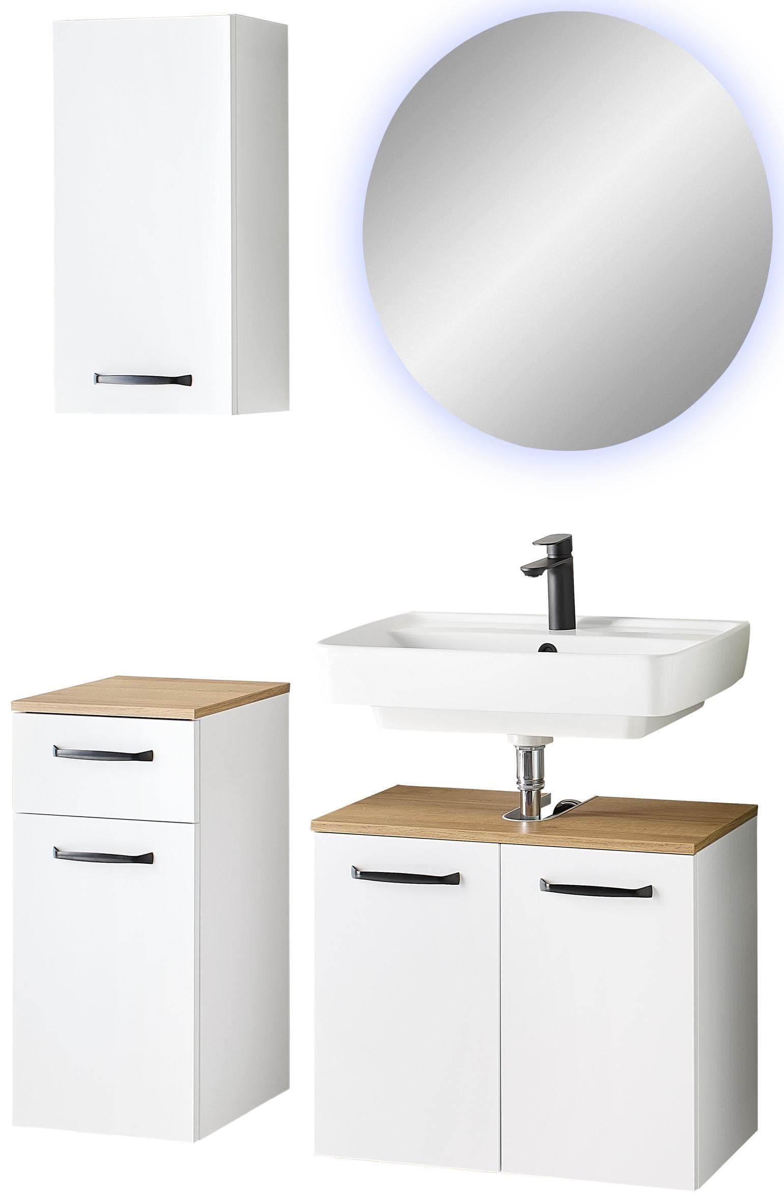 Badmöbel-Set SAPHIR Quickset 500 Waschbeckenunterschrank mit Spiegel Weiß Matt