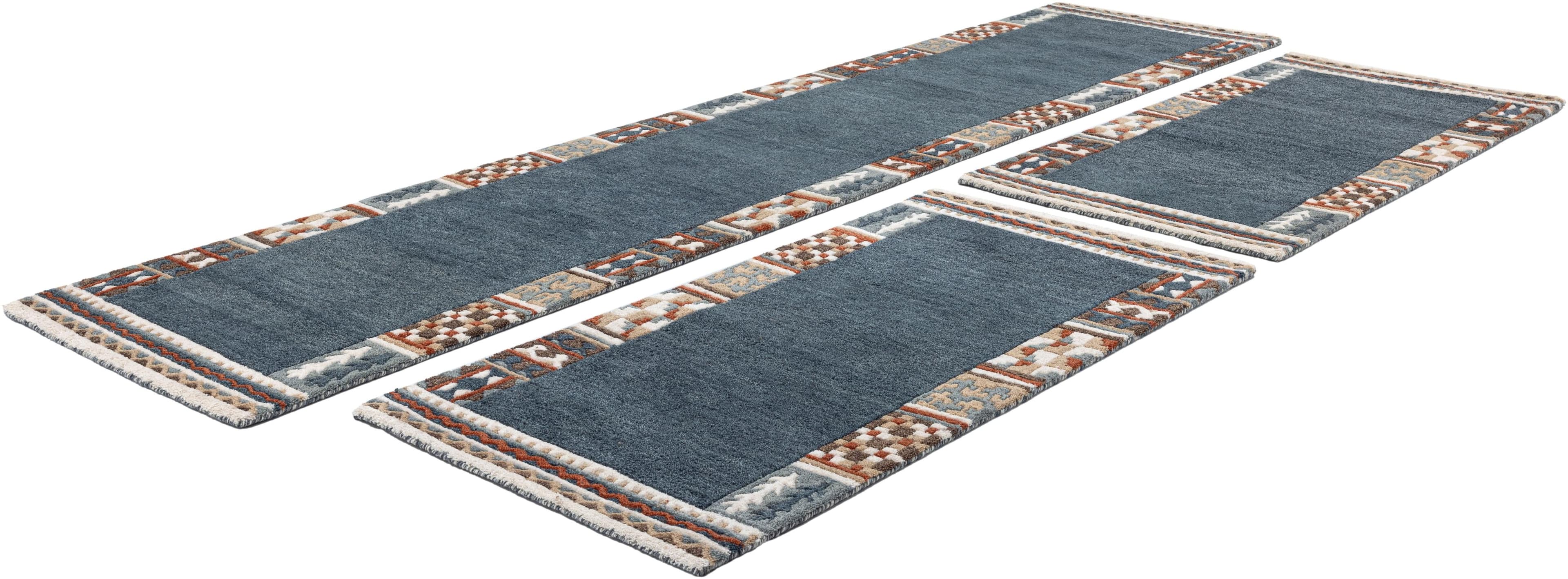 THEKO Bettumrandung Nuno: Handgearbeitete Wolle Bettvorleger mit Bordüre